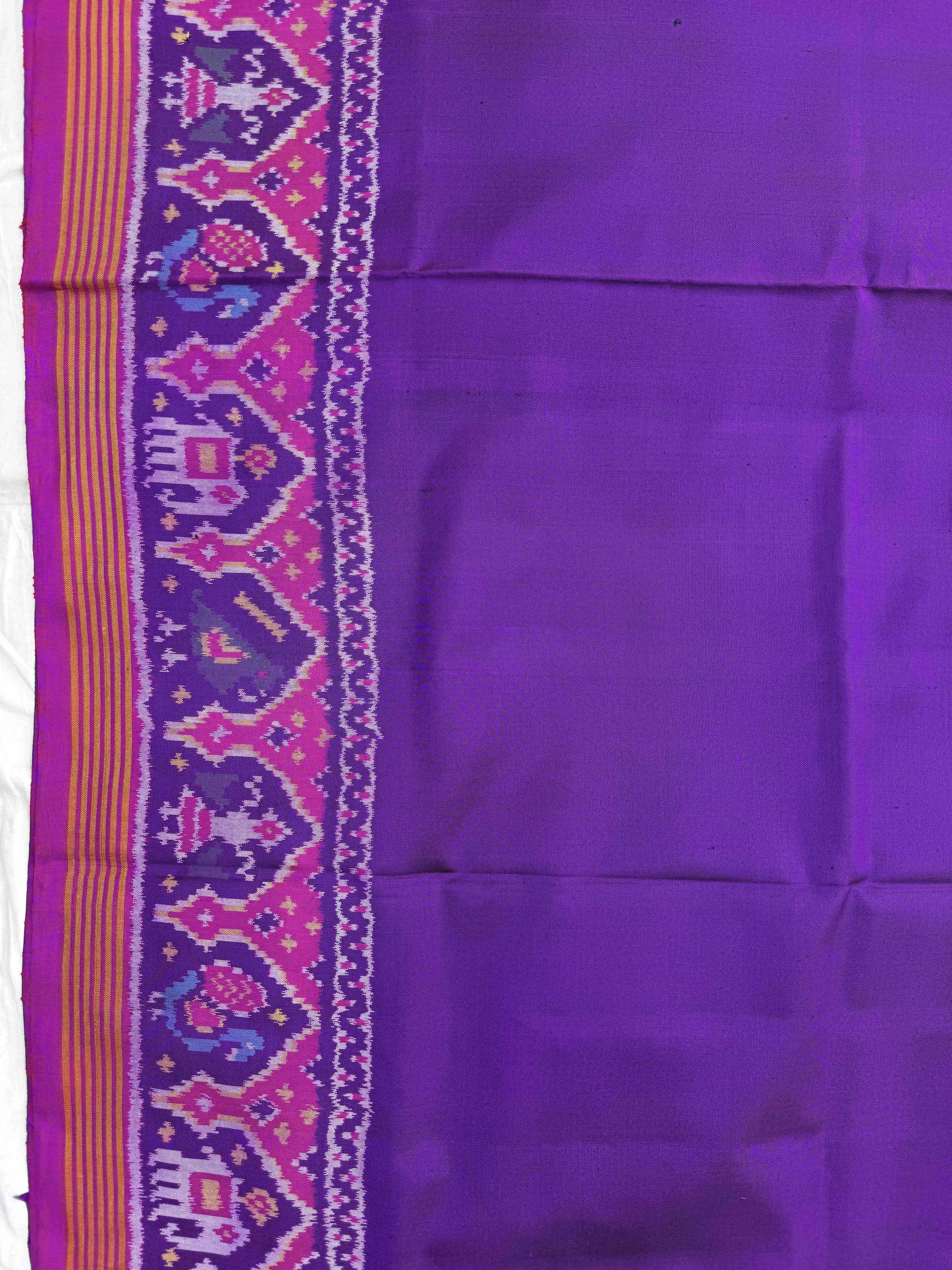Purple Plain Single Ikat Patan Patola Saree