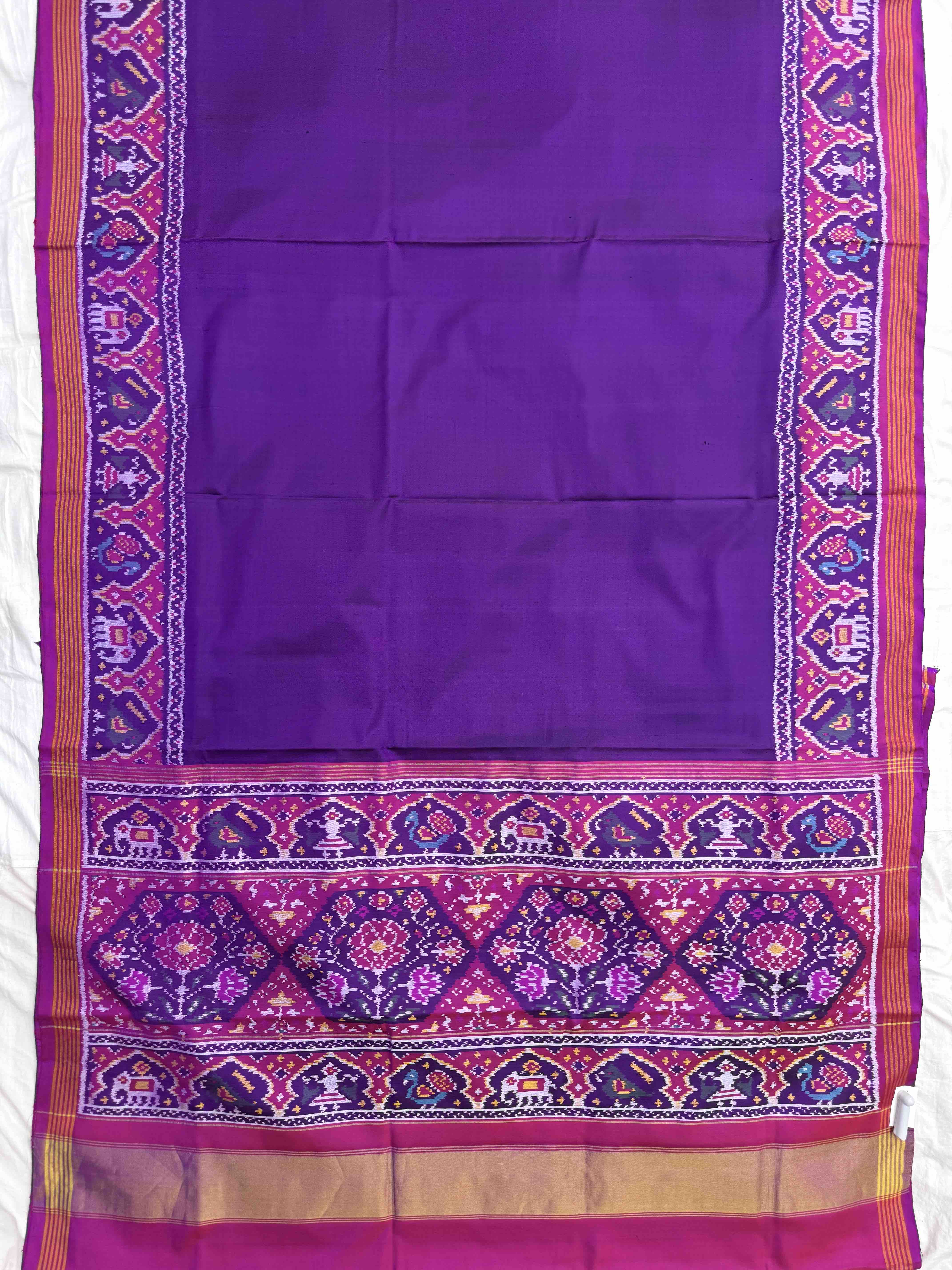 Purple Plain Single Ikat Patan Patola Saree
