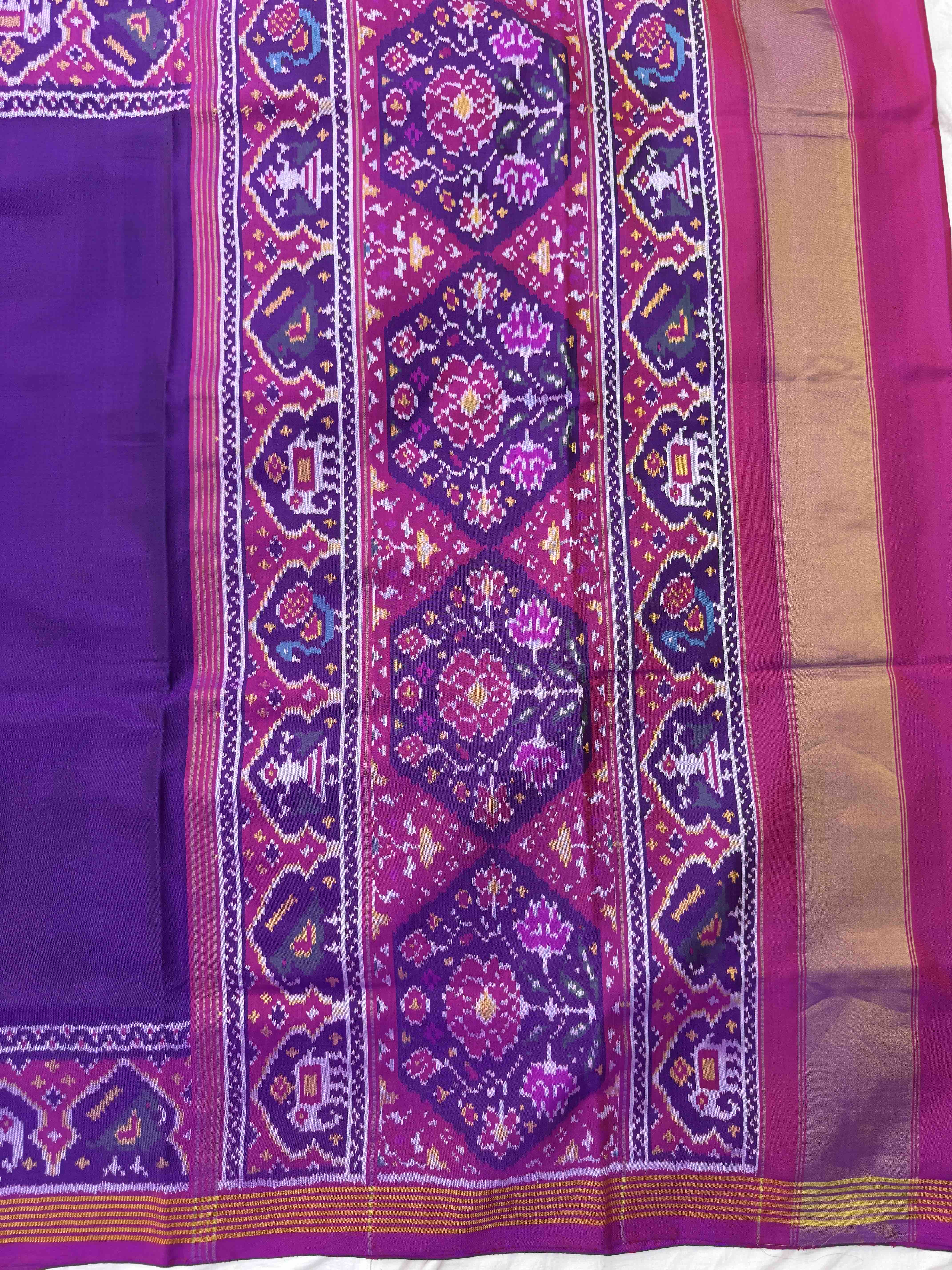 Purple Plain Single Ikat Patan Patola Saree