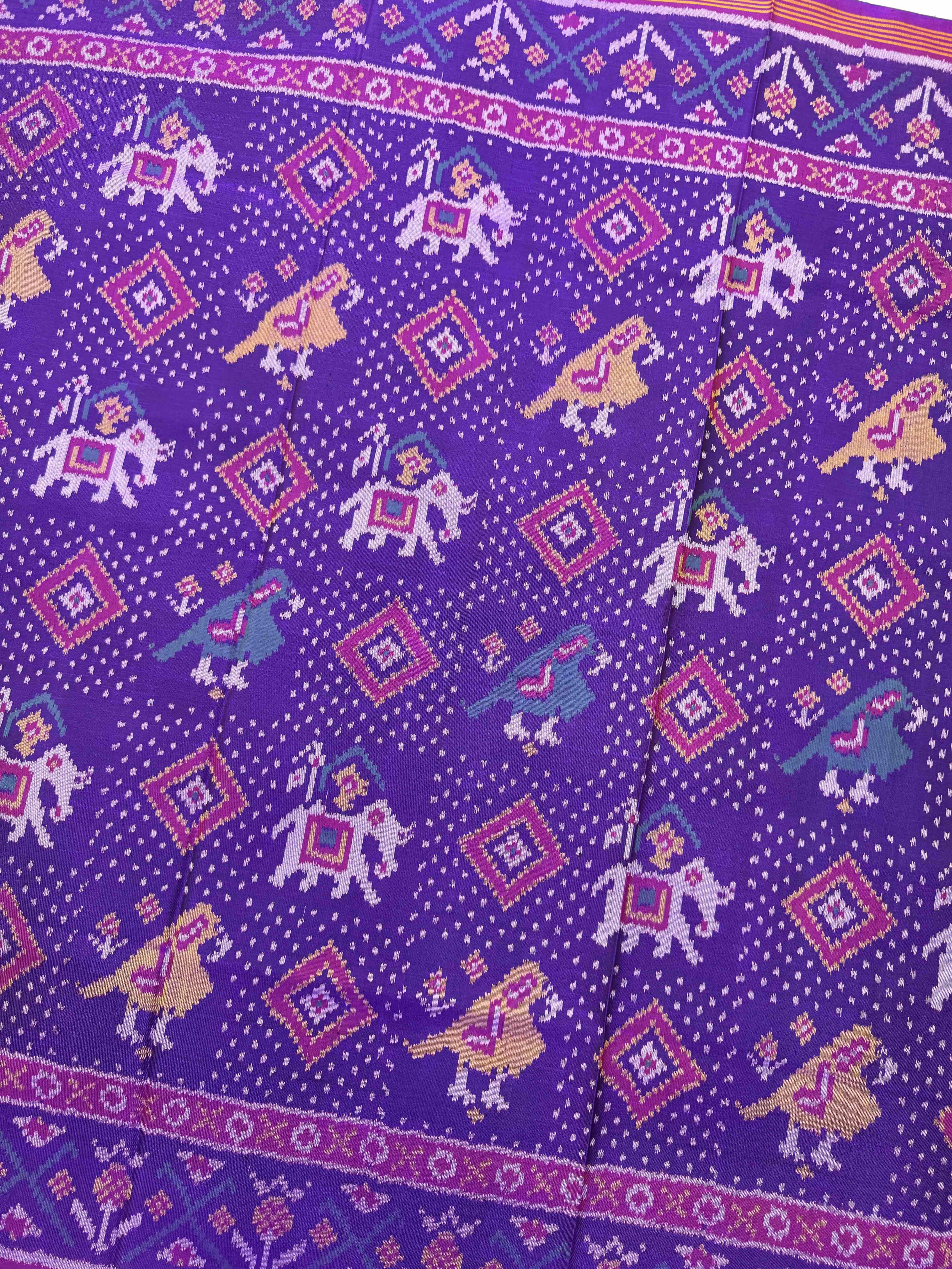 Purple Narikunj Panchanda Single Ikat Patan Patola Saree