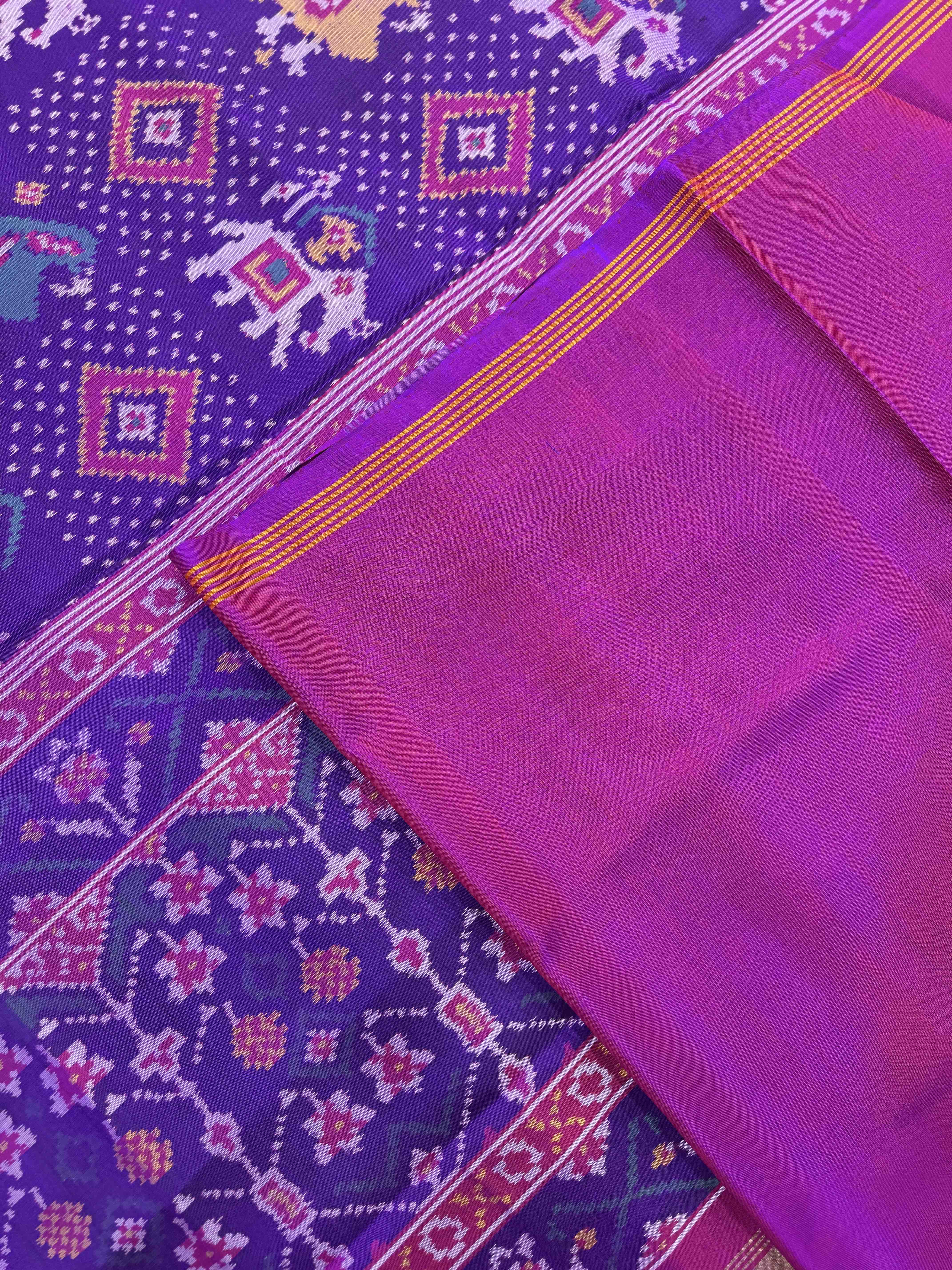 Purple Narikunj Panchanda Single Ikat Patan Patola Saree