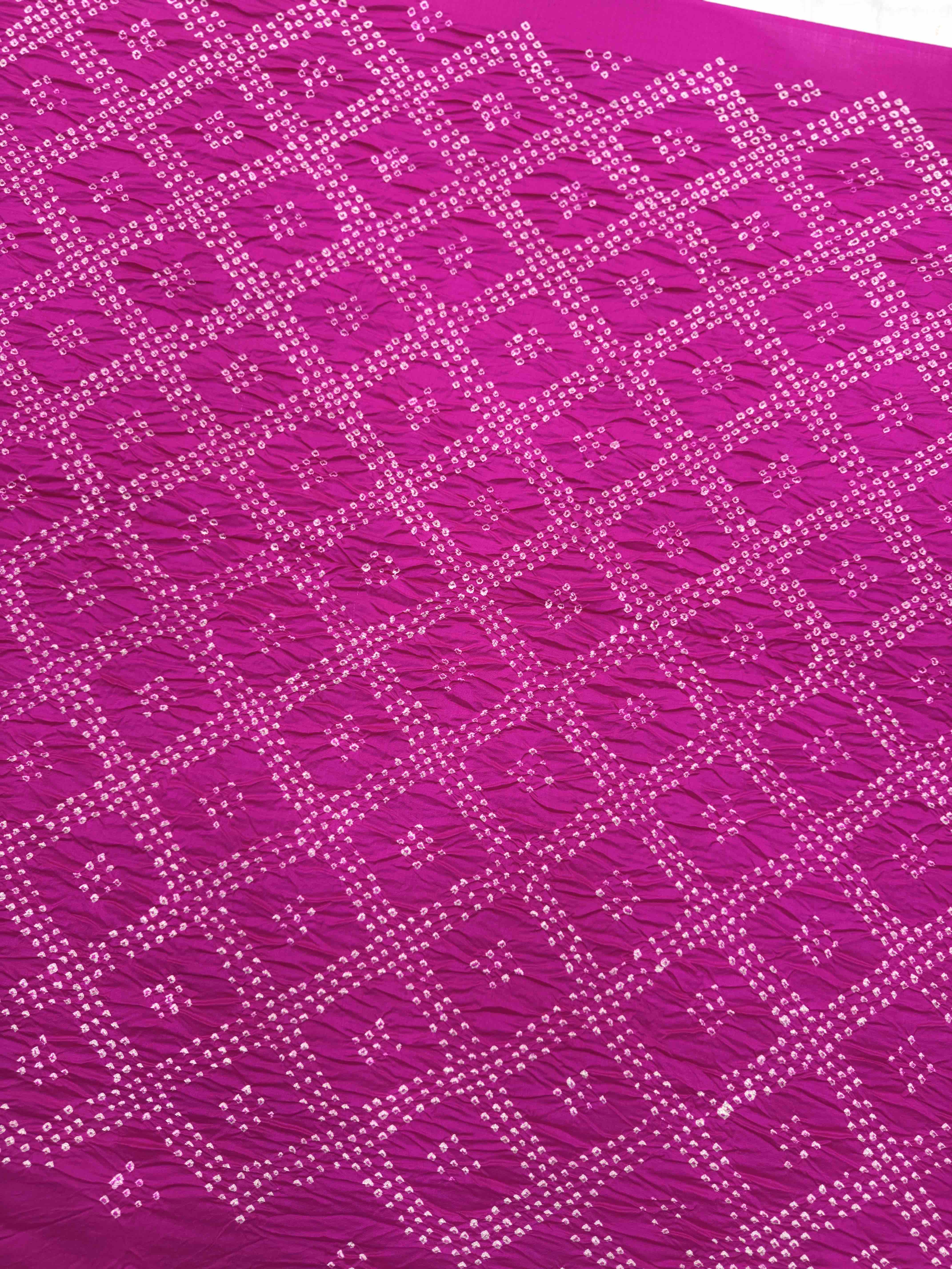 Pink & Off White Bandhej with Kantha Word Dress Material