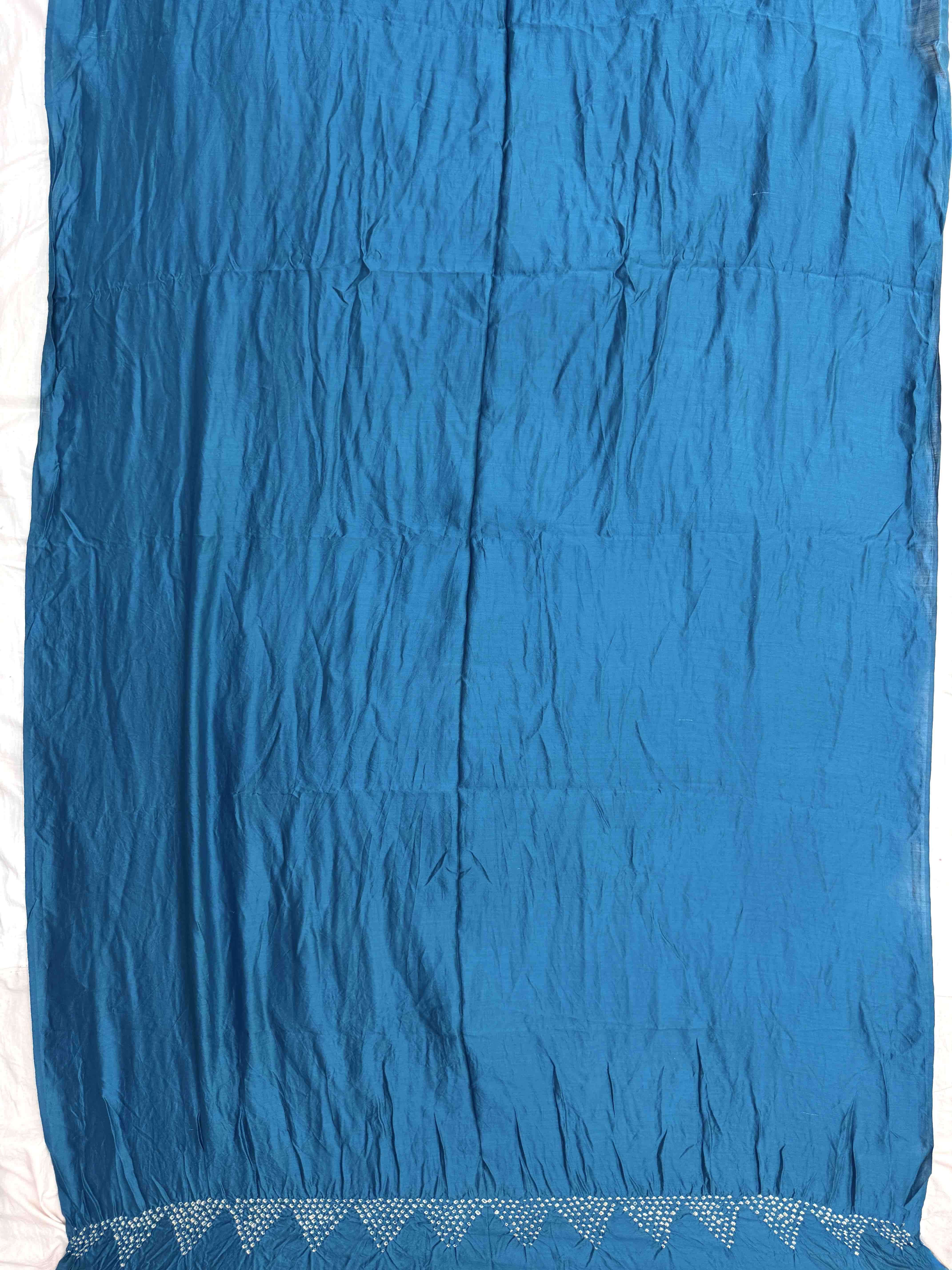 Sky Blue with Tessar Bandhej with Kantha Word Dress Material