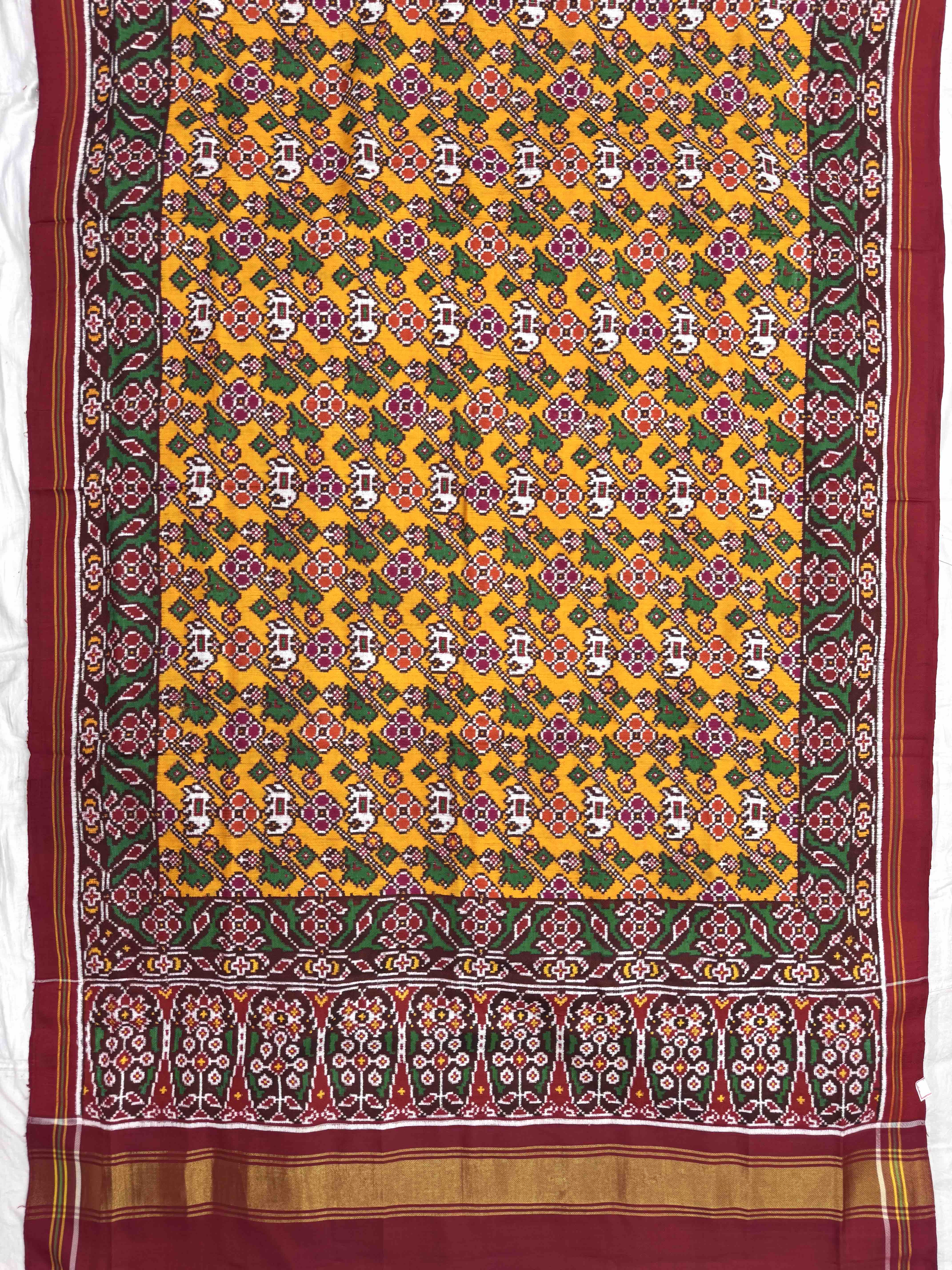 Red & Yellow Leheriya Natikunj Double Ikat Patan Patola Saree