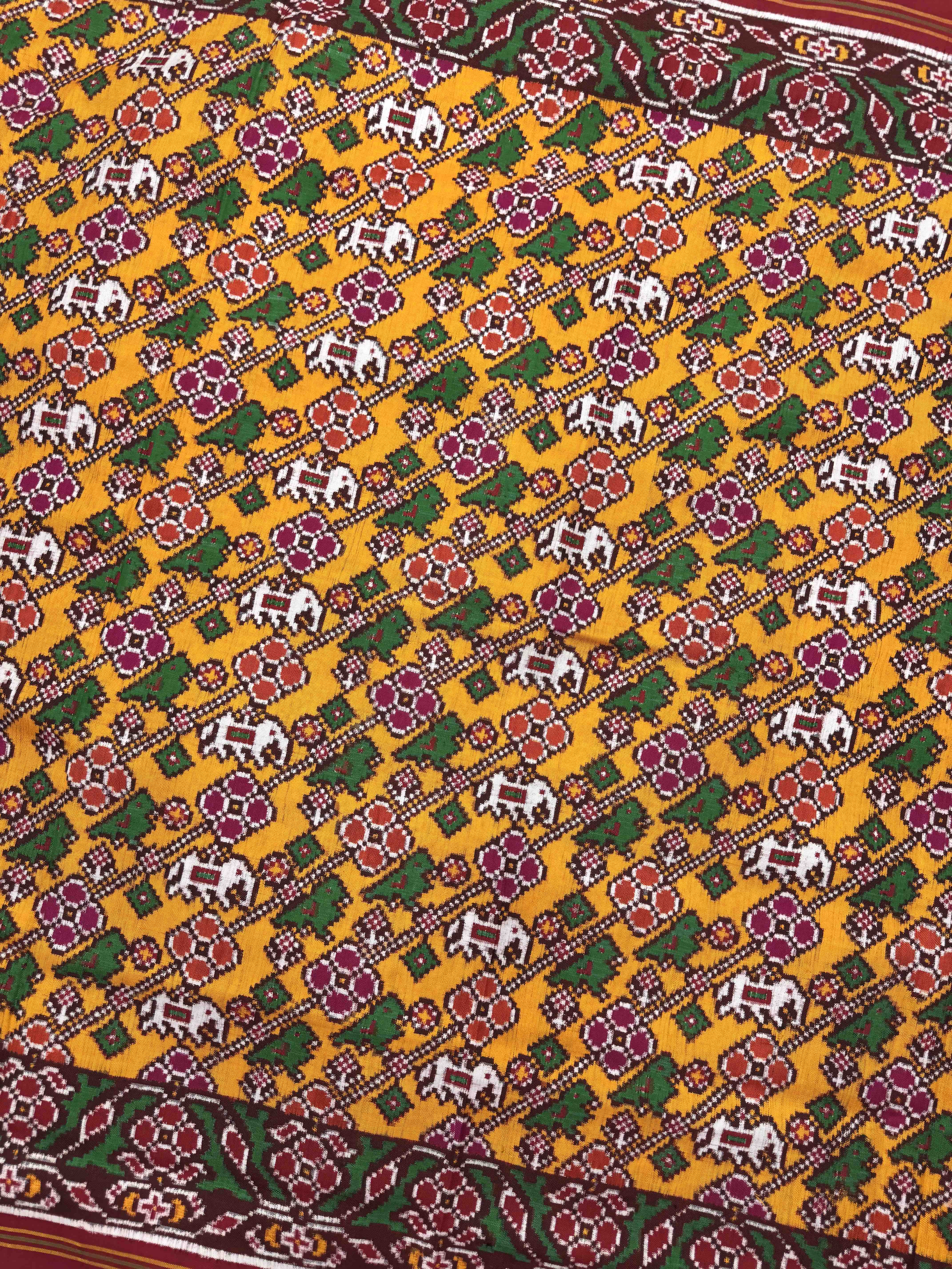 Red & Yellow Leheriya Natikunj Double Ikat Patan Patola Saree