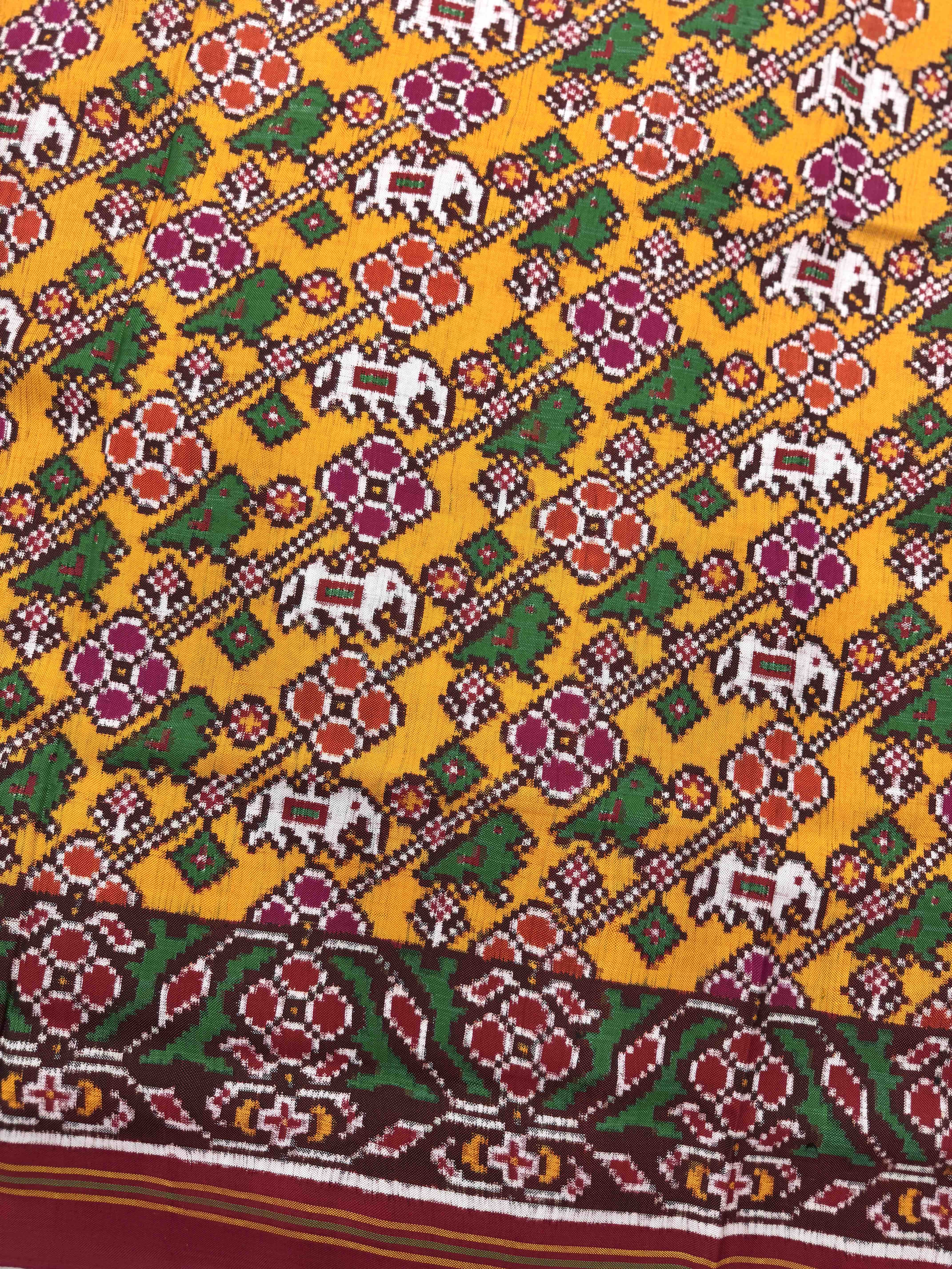 Red & Yellow Leheriya Natikunj Double Ikat Patan Patola Saree