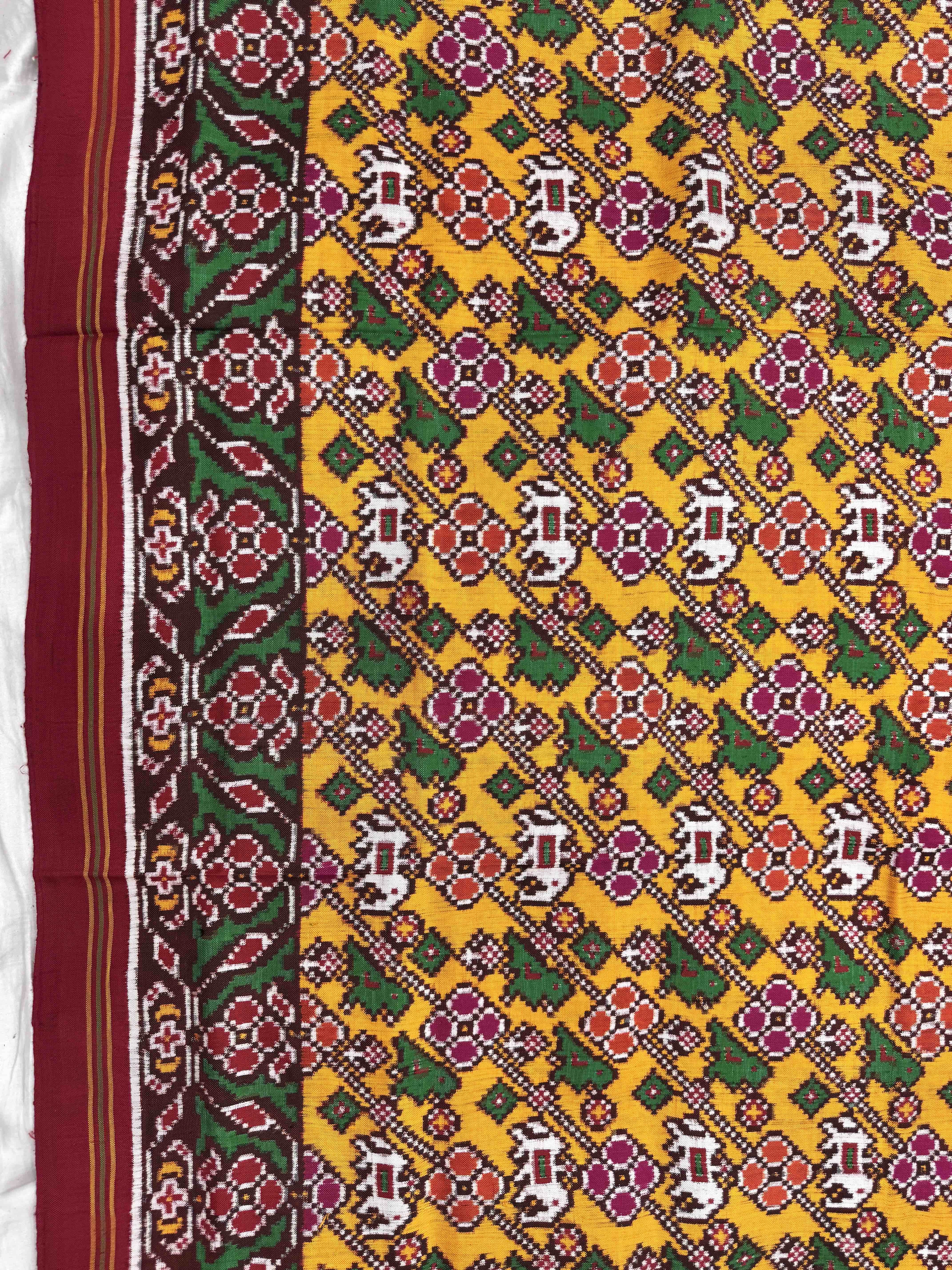Red & Yellow Leheriya Natikunj Double Ikat Patan Patola Saree