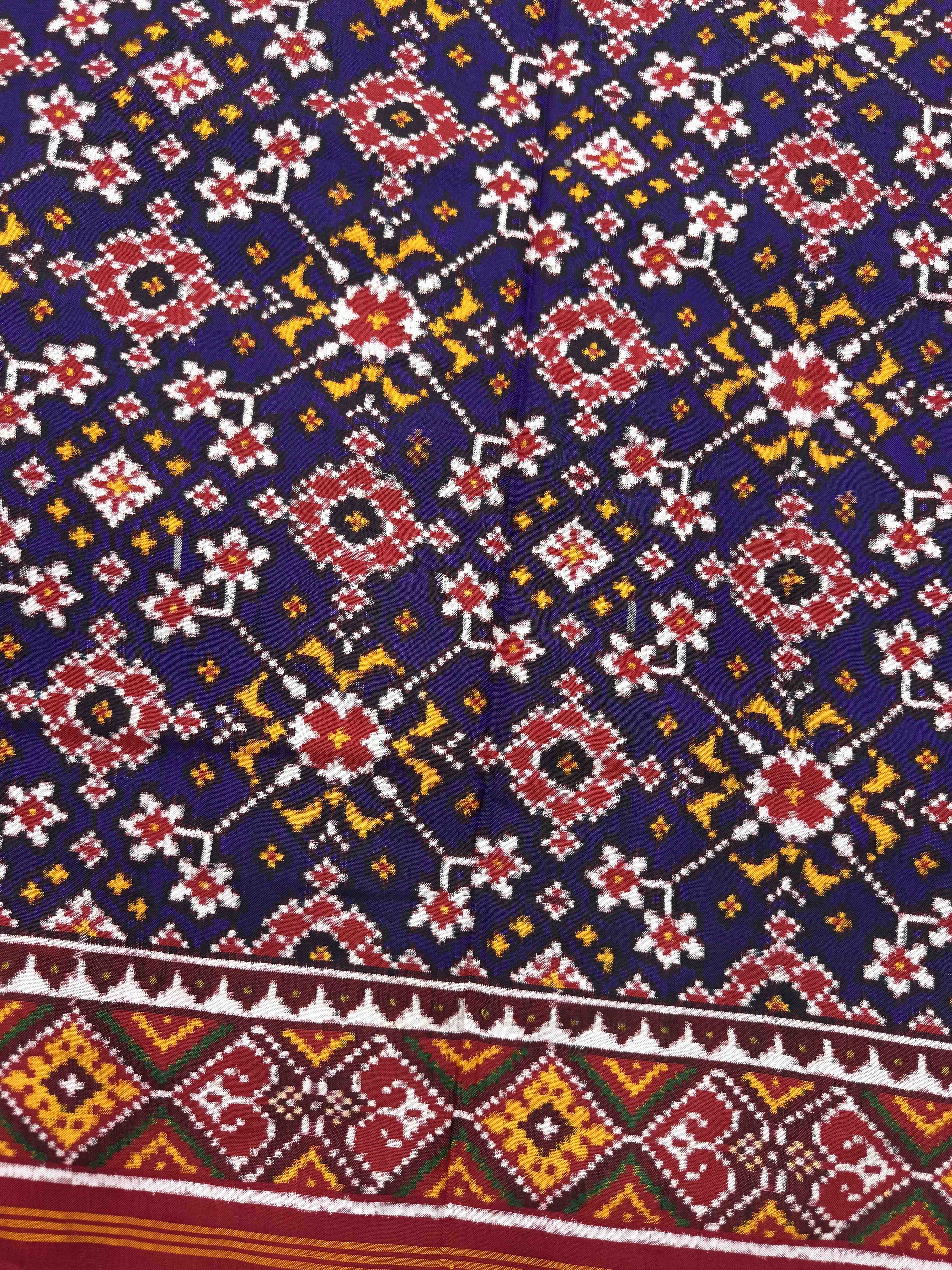 Red & Purple Navratan Double Ikat Patan Patola Saree