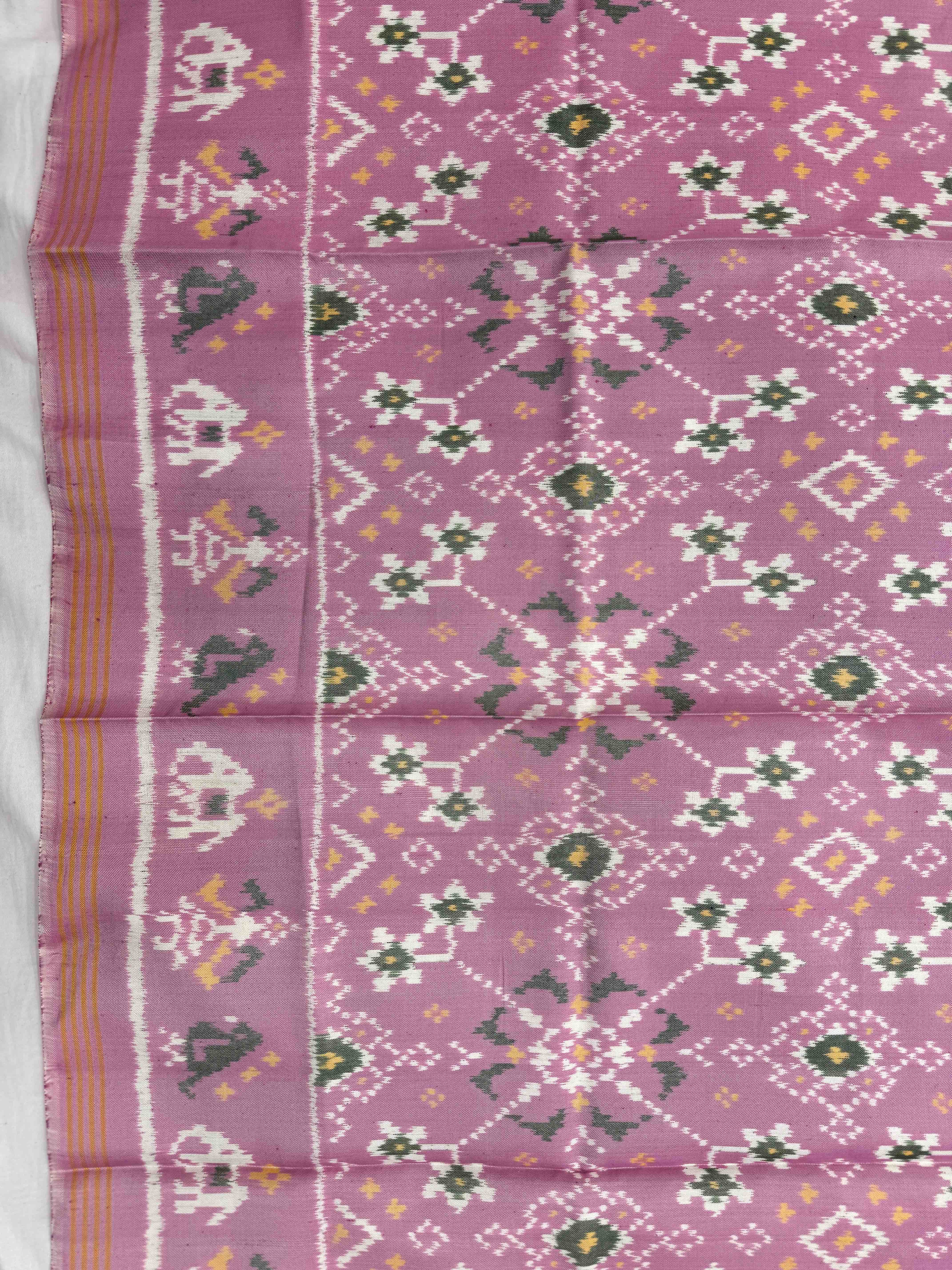 Light Pink Navratan Semi Double Ikat Patola Blouse Piece