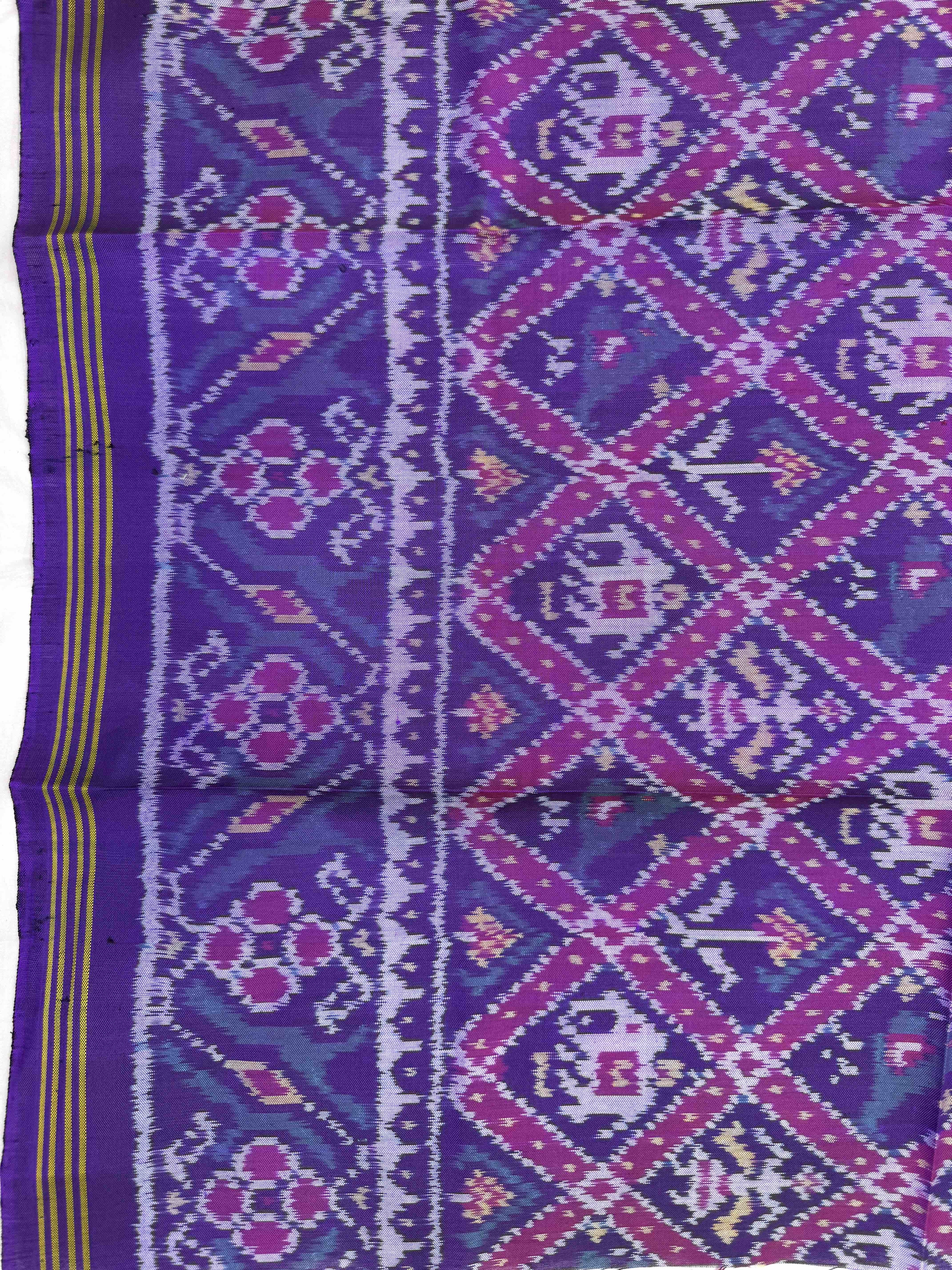 Purple Small Narikunj Semi Double Ikat Patola Blouse Piece