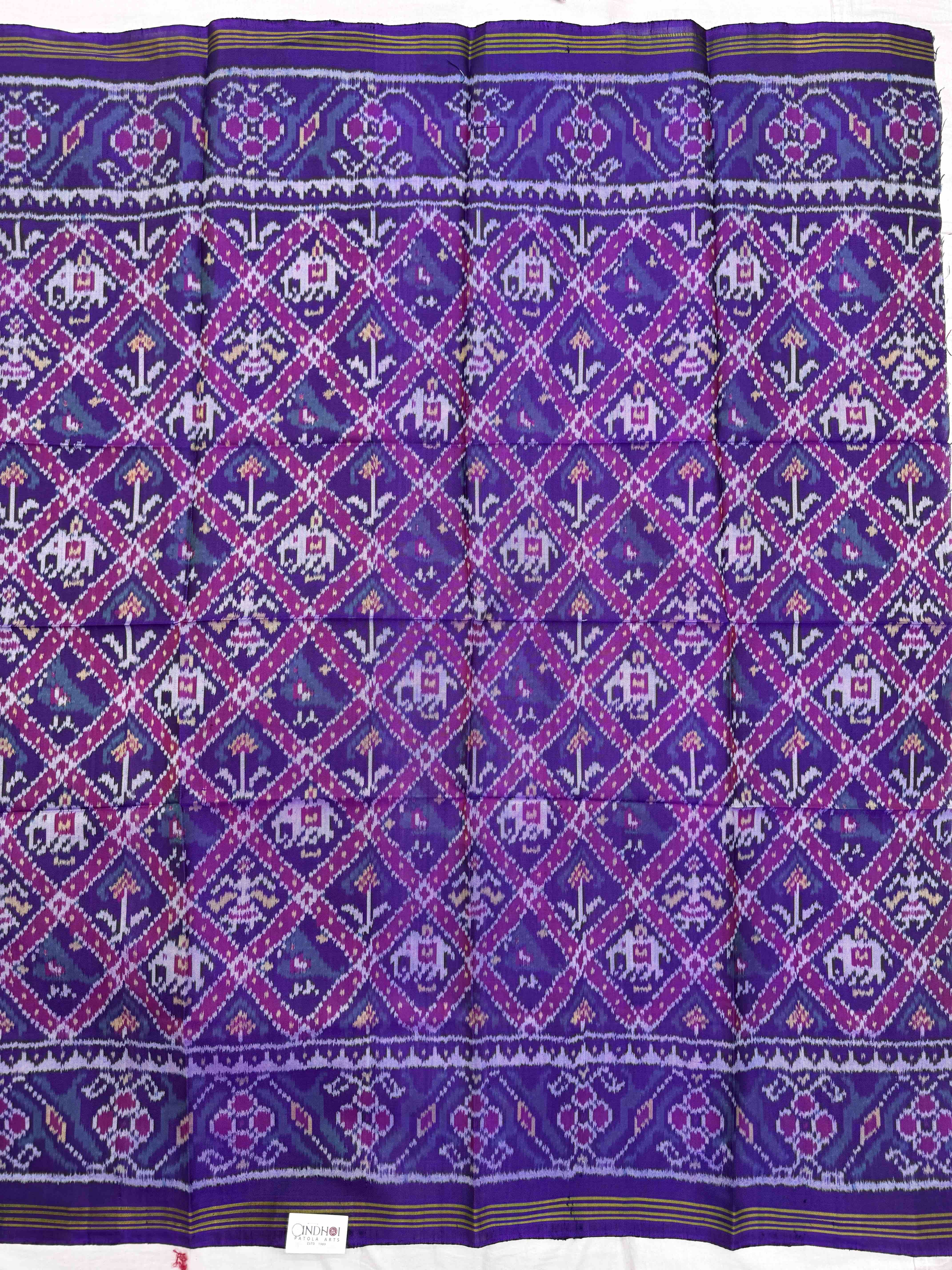 Purple Small Narikunj Semi Double Ikat Patola Blouse Piece