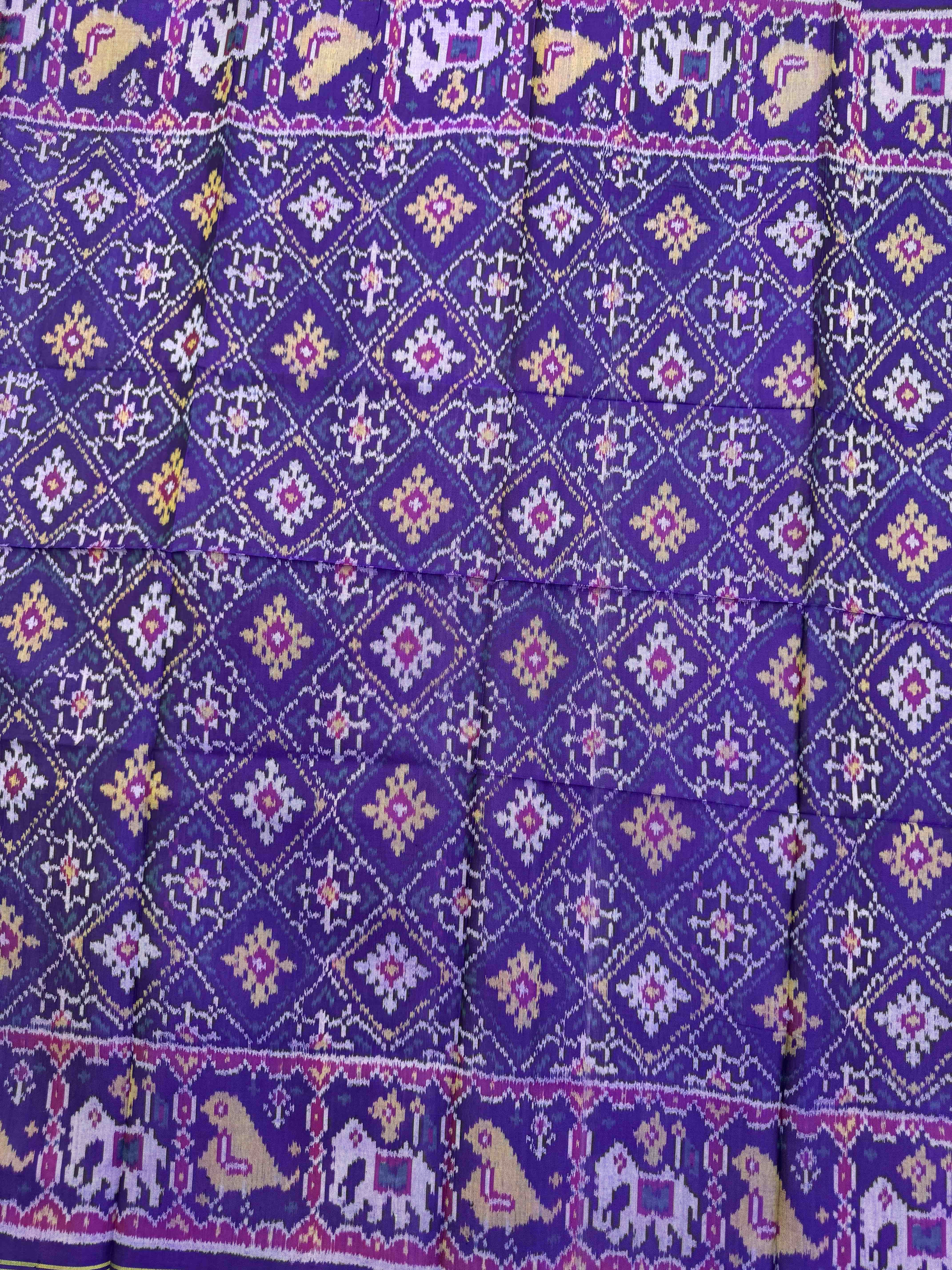 Purple Panchanda Semi Double Ikat Patola Blouse Piece