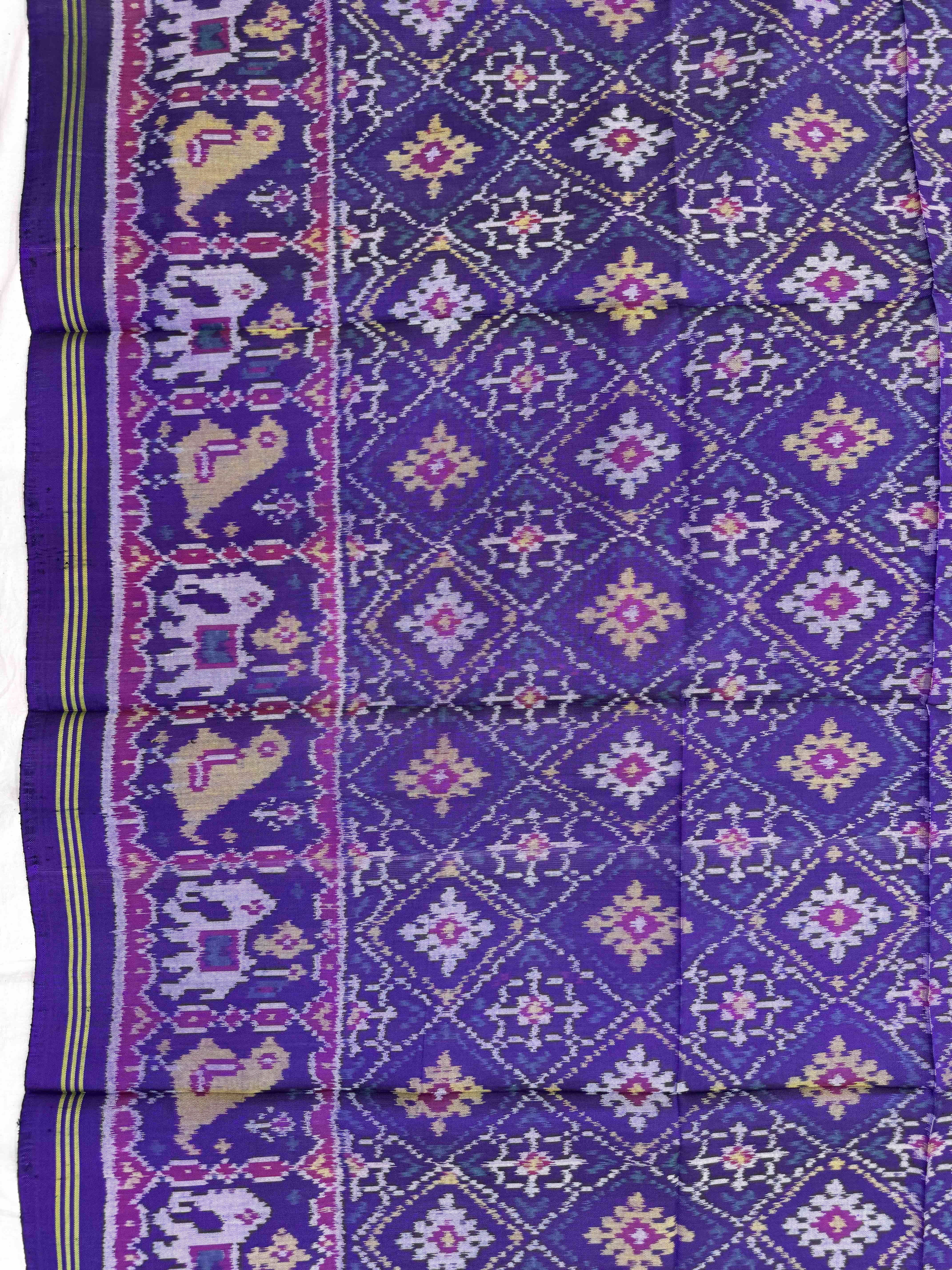 Purple Panchanda Semi Double Ikat Patola Blouse Piece