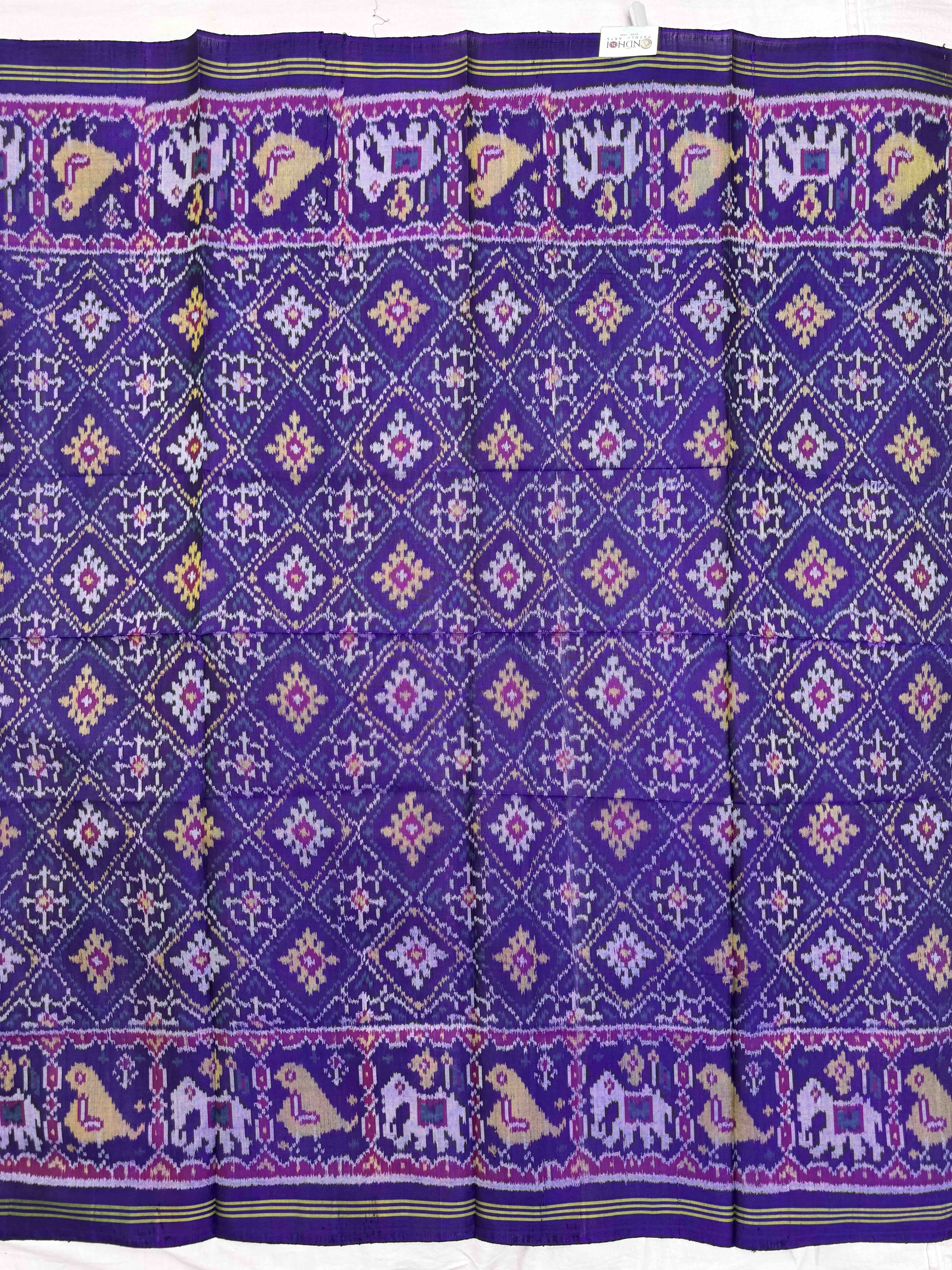 Purple Panchanda Semi Double Ikat Patola Blouse Piece