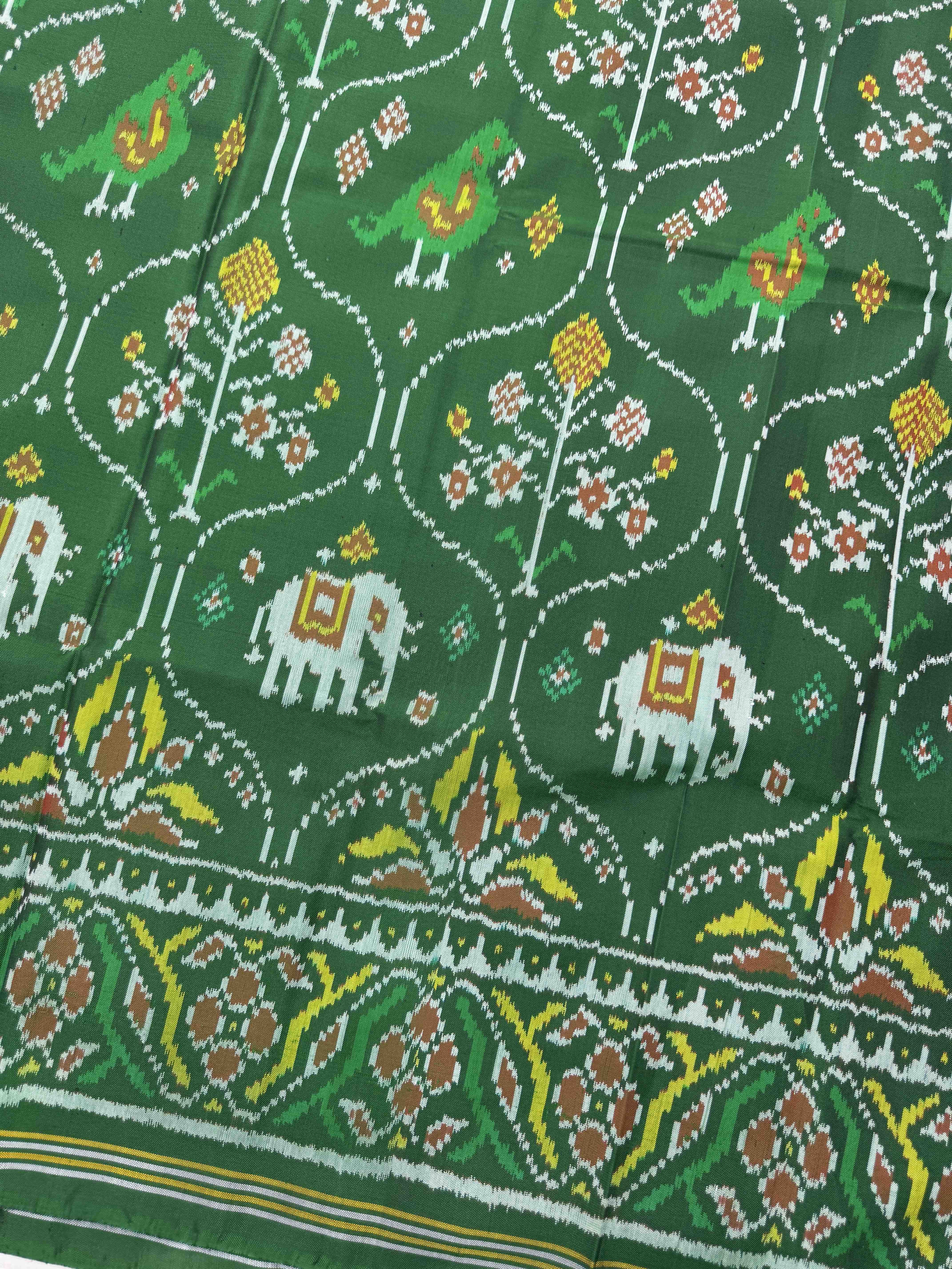 Green Narikunj Matka Single Ikat Patan Patola Saree