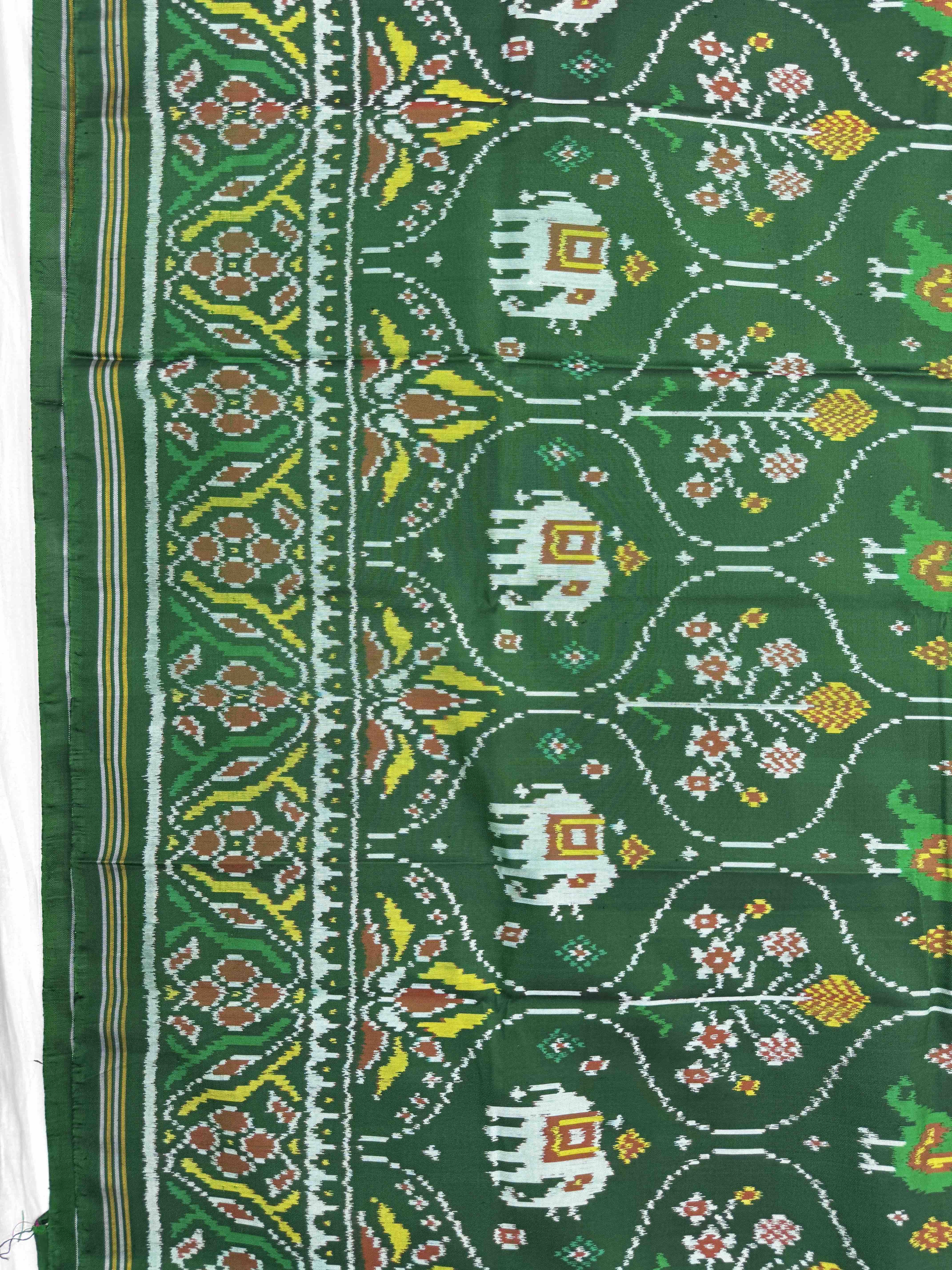 Green Narikunj Matka Single Ikat Patan Patola Saree