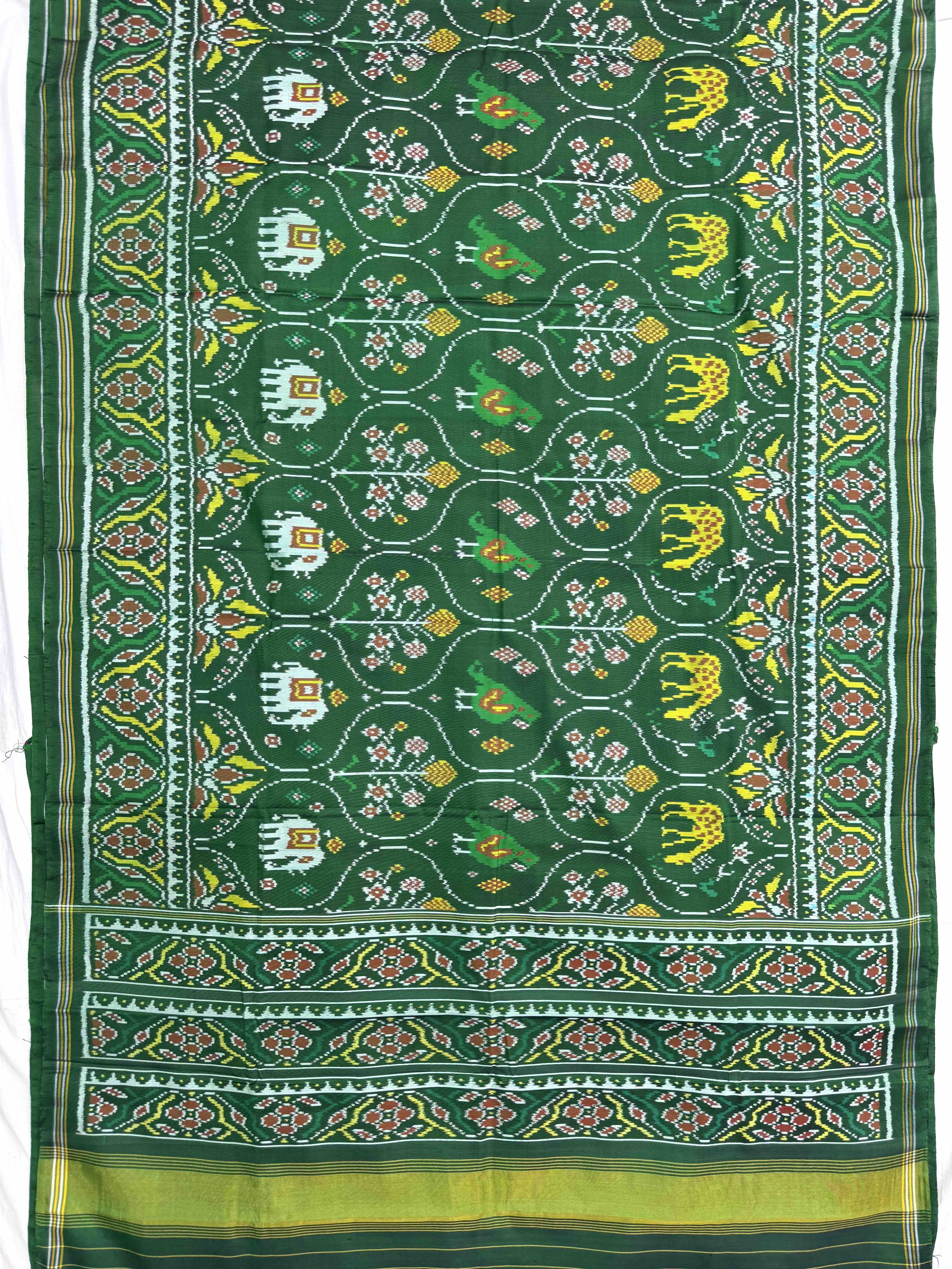 Green Narikunj Matka Single Ikat Patan Patola Saree