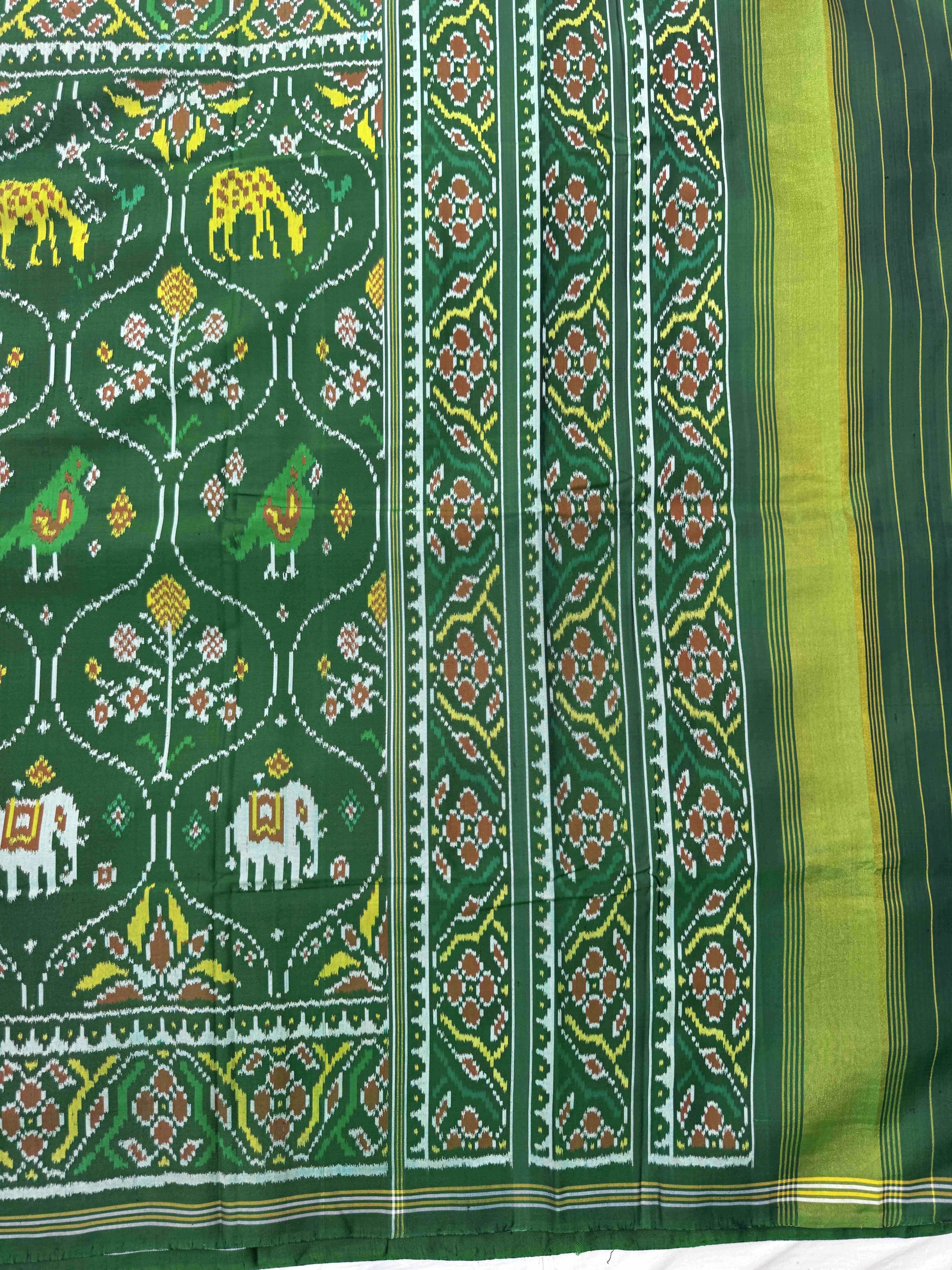 Green Narikunj Matka Single Ikat Patan Patola Saree