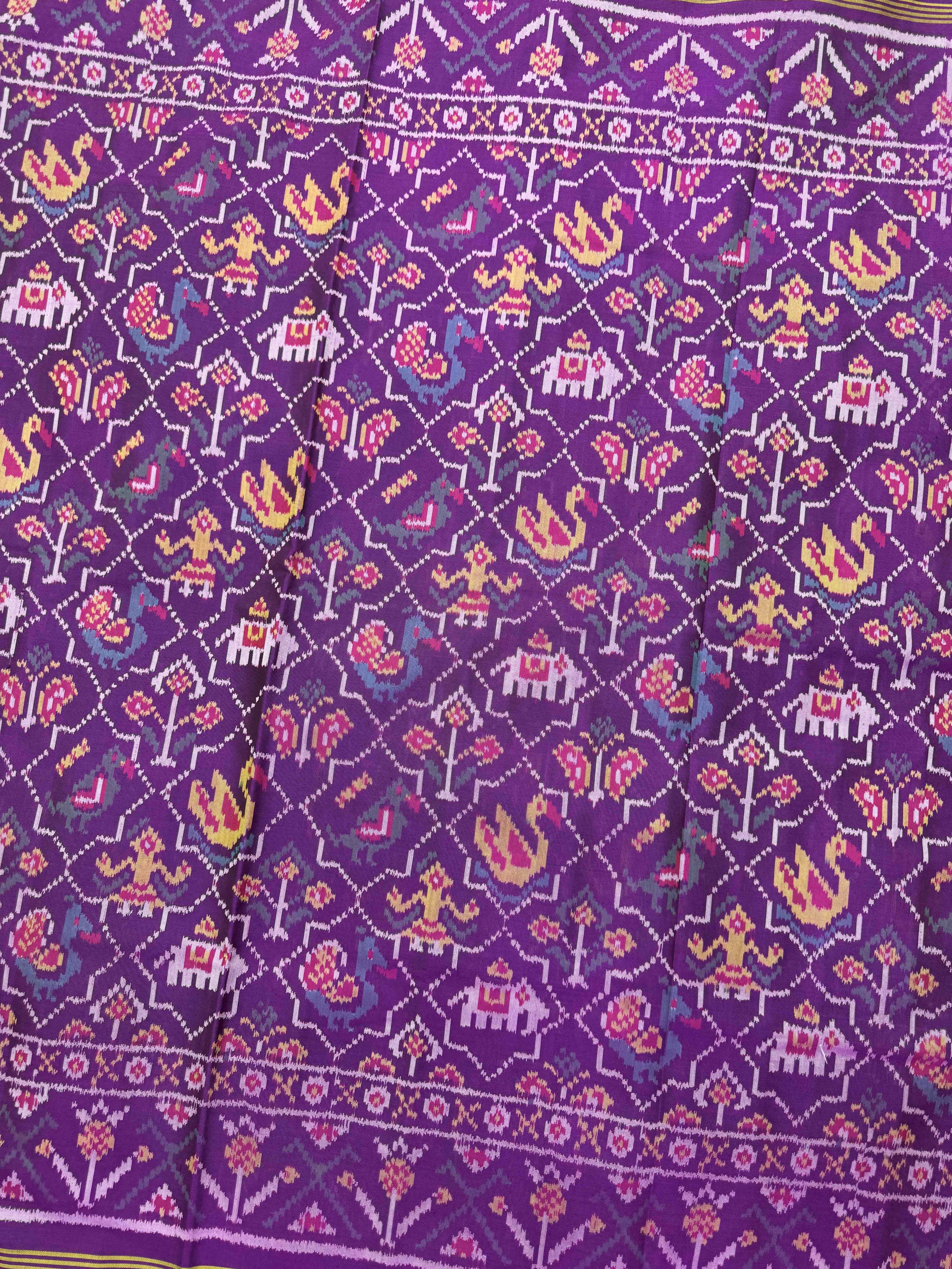 Purple Small Small Narikunj Single Ikat Patan Patola Saree