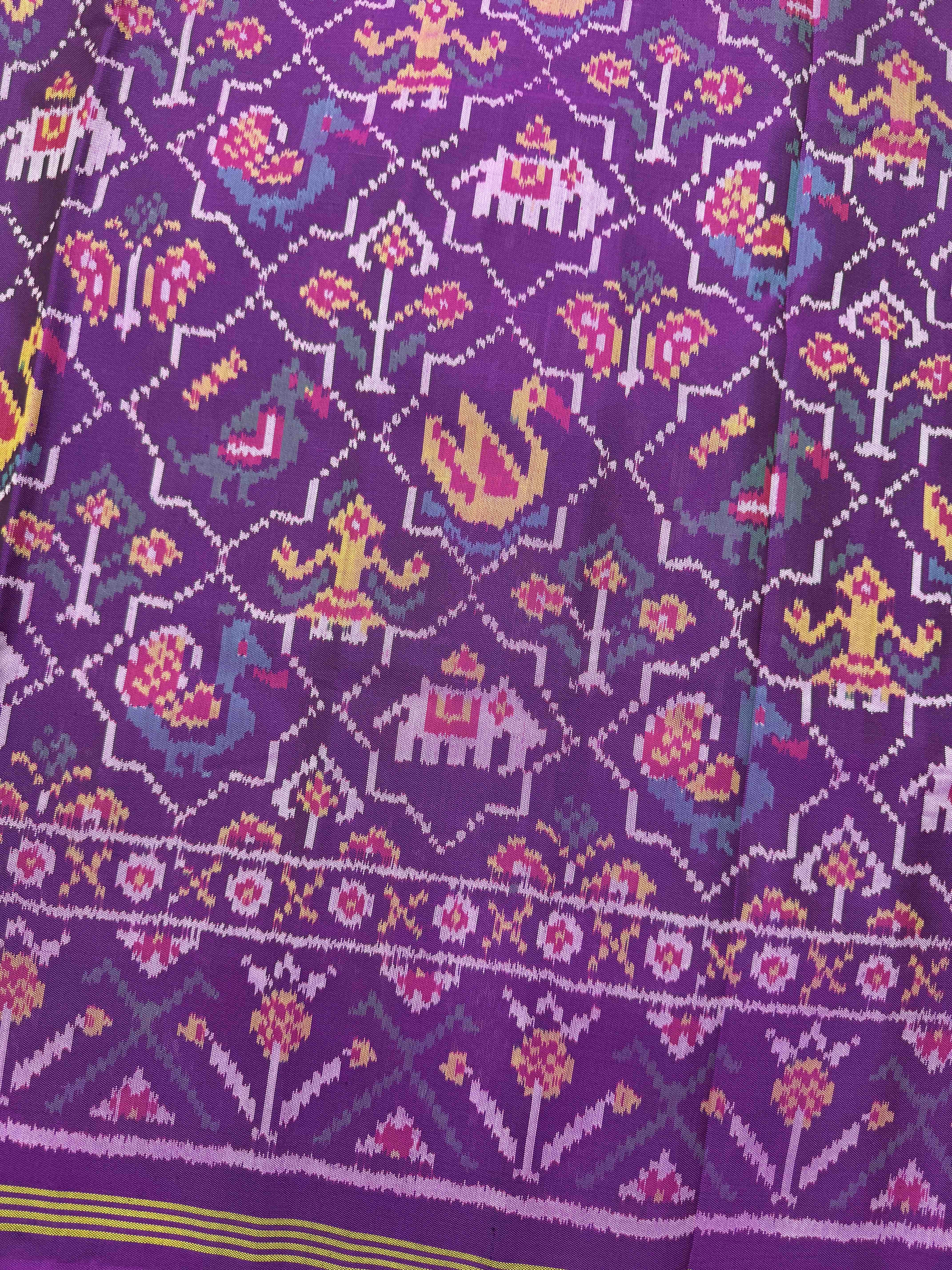 Purple Small Small Narikunj Single Ikat Patan Patola Saree
