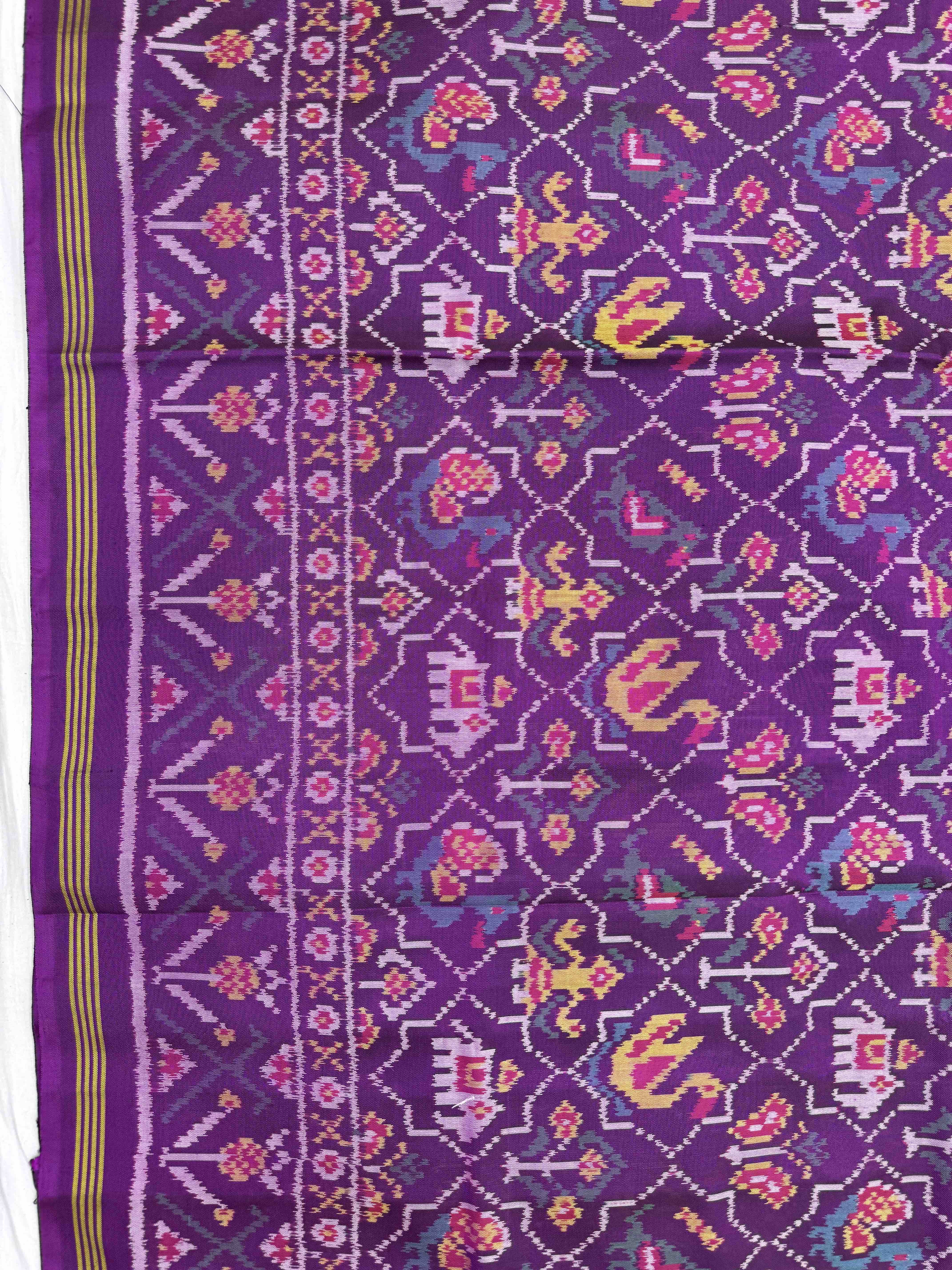 Purple Small Small Narikunj Single Ikat Patan Patola Saree