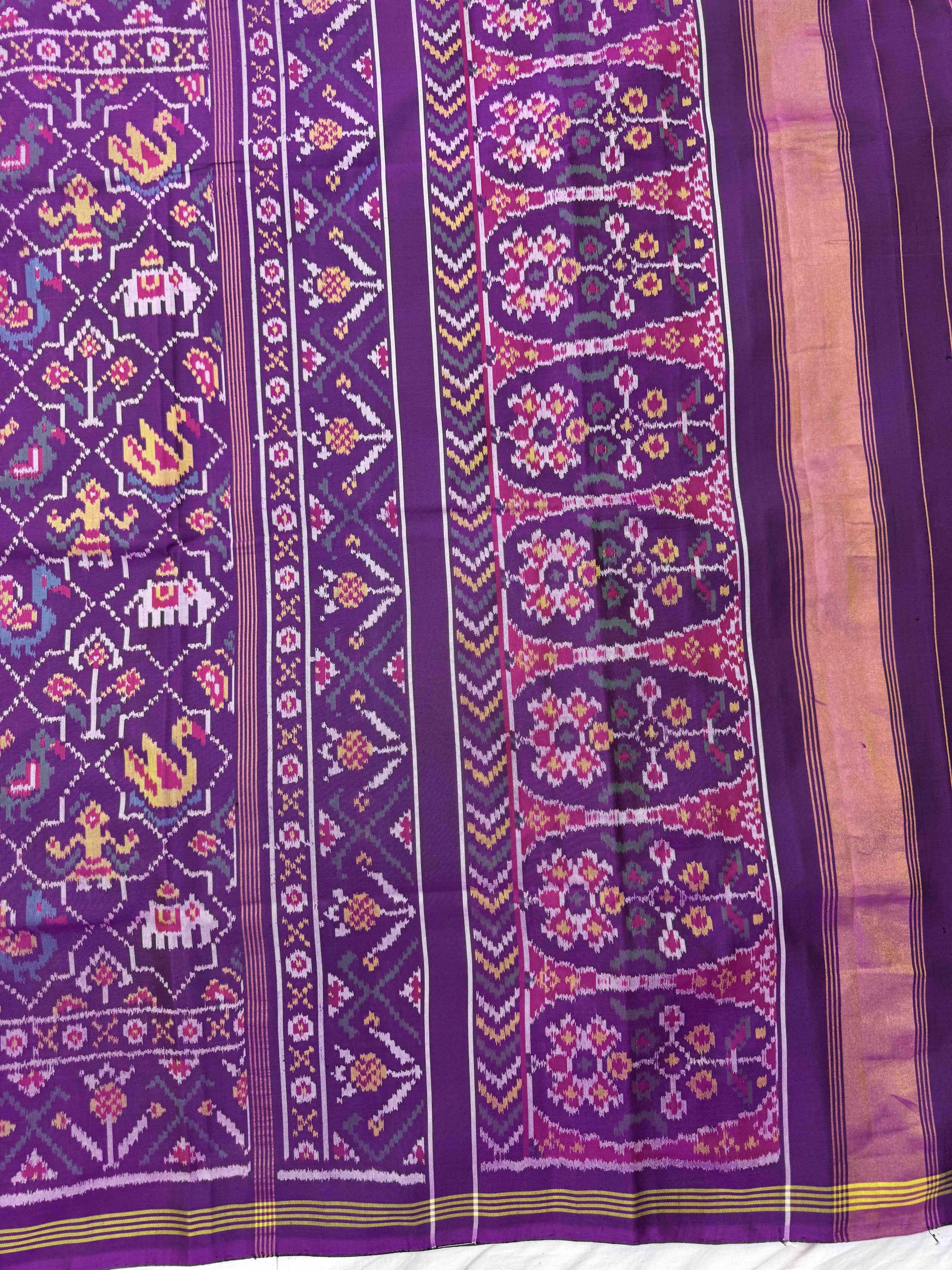Purple Small Small Narikunj Single Ikat Patan Patola Saree