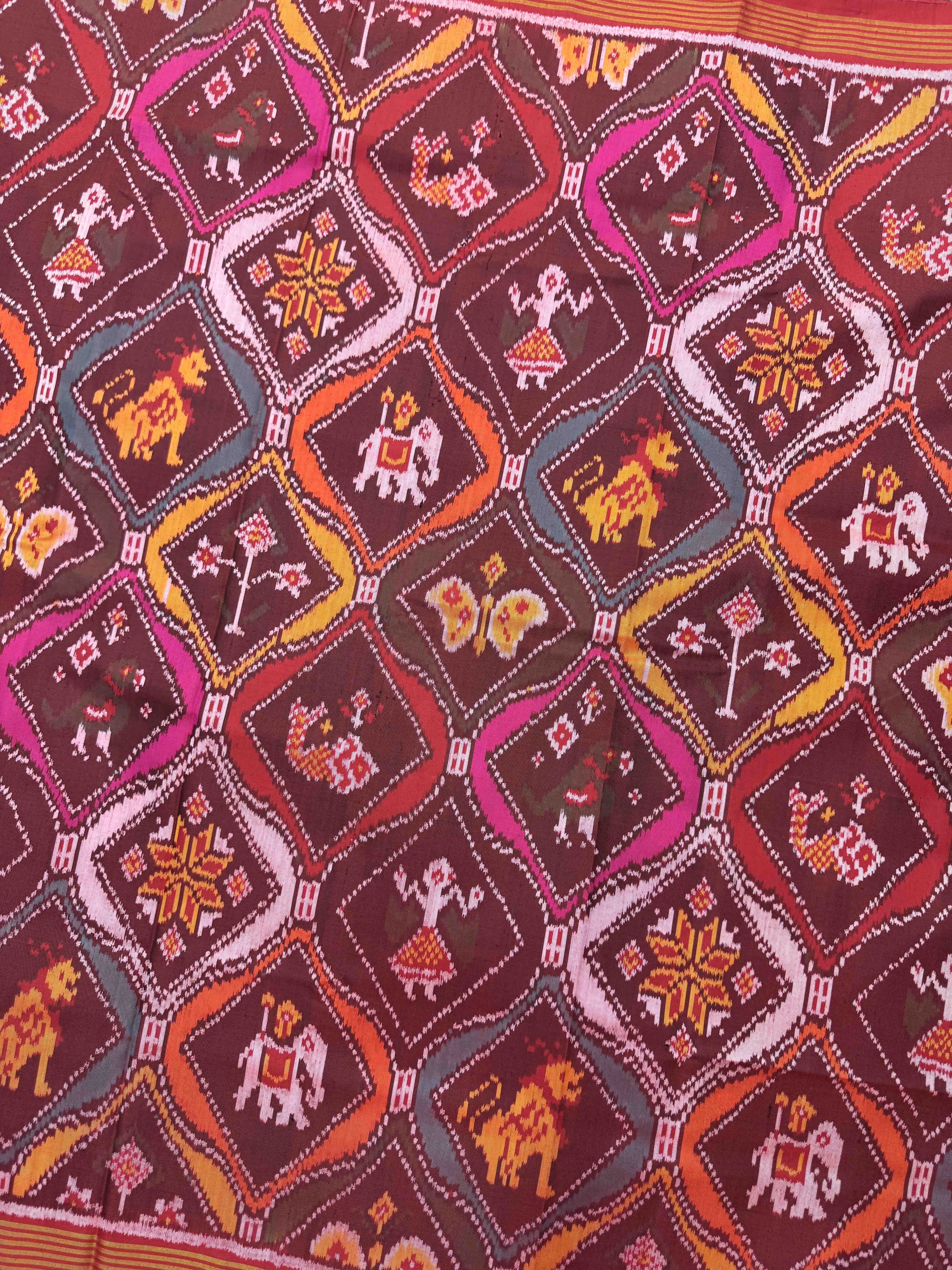 Red & Multicolor Narikunj Matka Single Ikat Patan Patola Saree