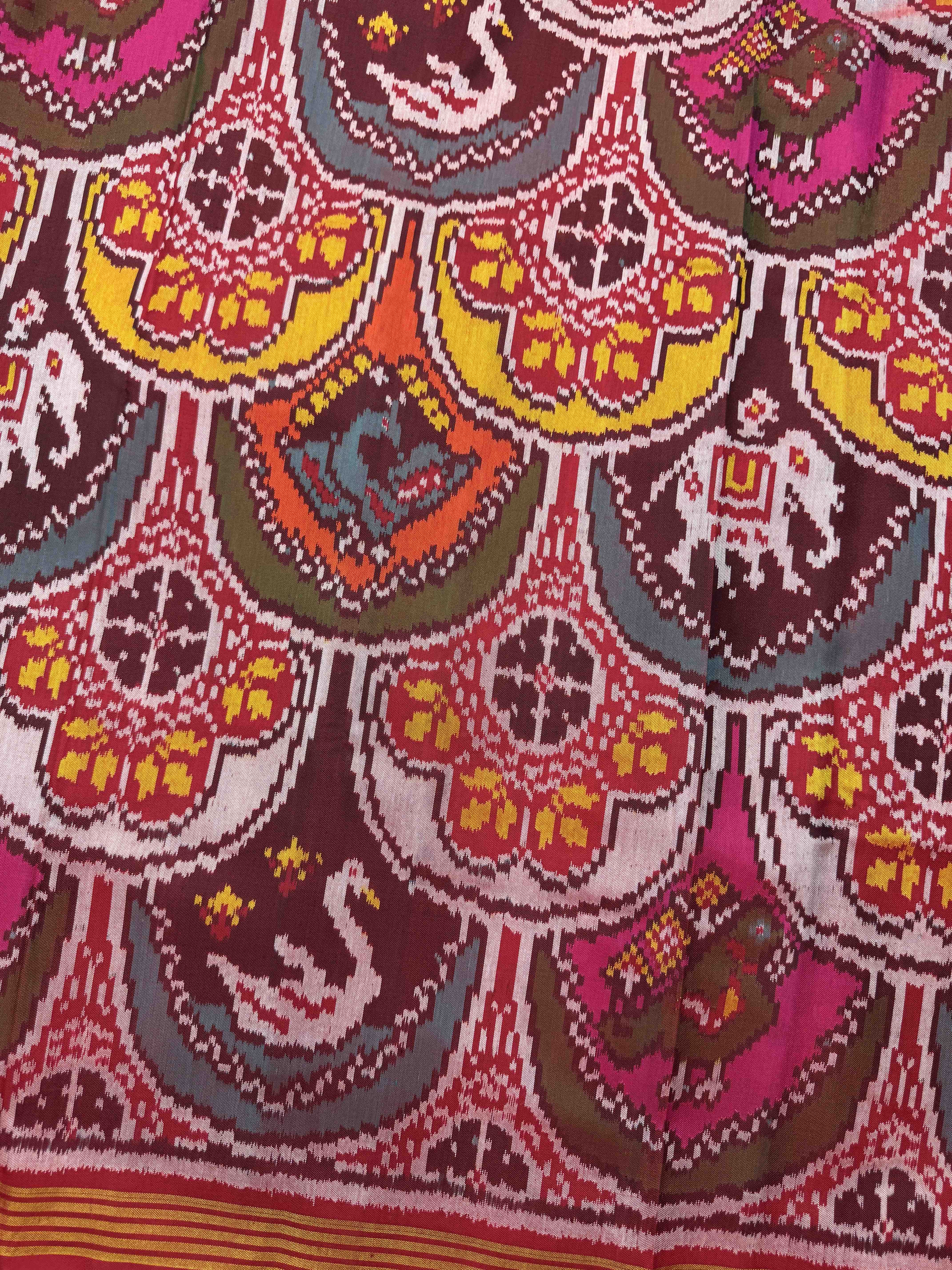 Red & Multicolour Narikunj Fancy Single Ikat Patan Patola Saree