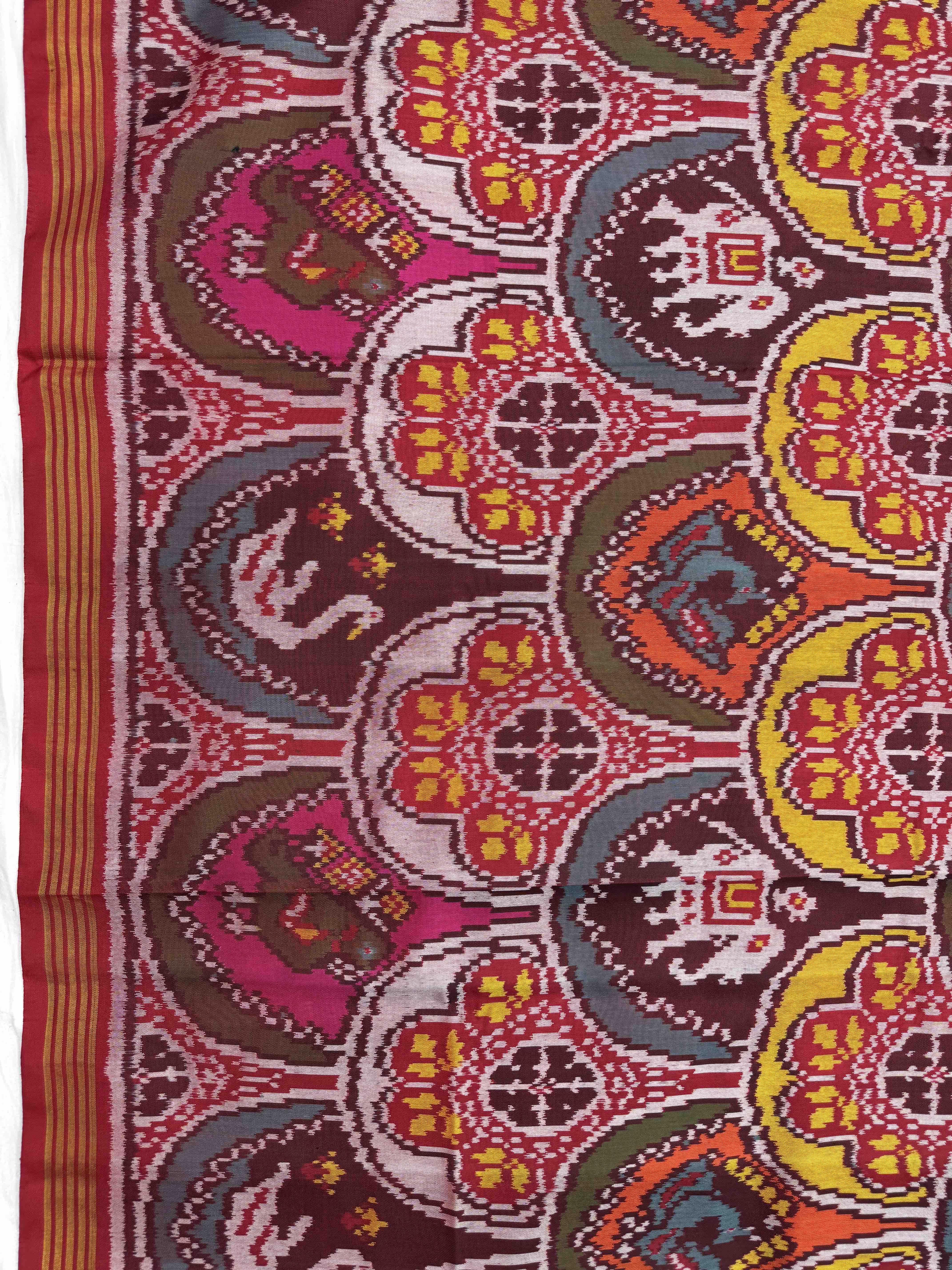 Red & Multicolour Narikunj Fancy Single Ikat Patan Patola Saree