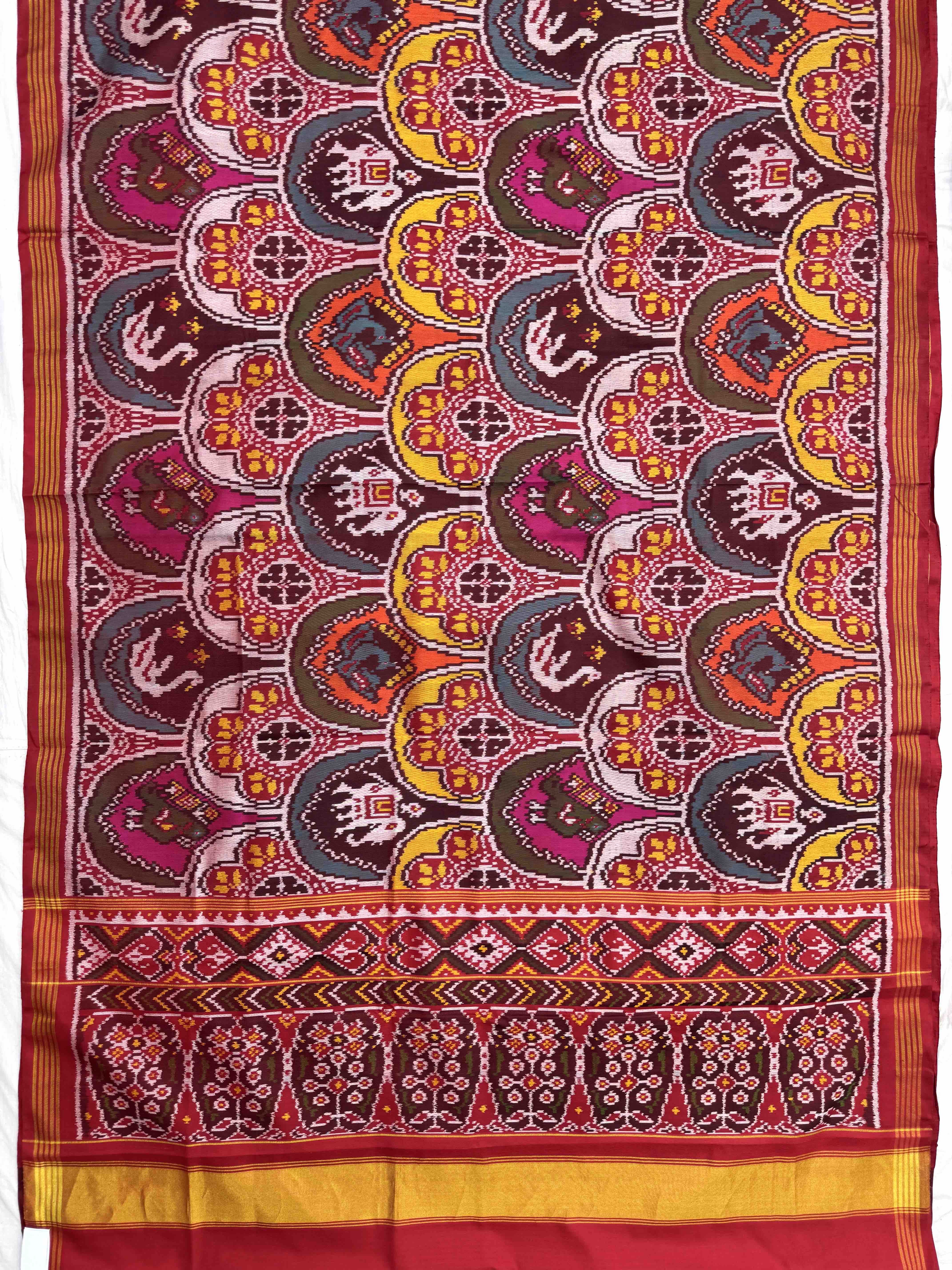Red & Multicolour Narikunj Fancy Single Ikat Patan Patola Saree