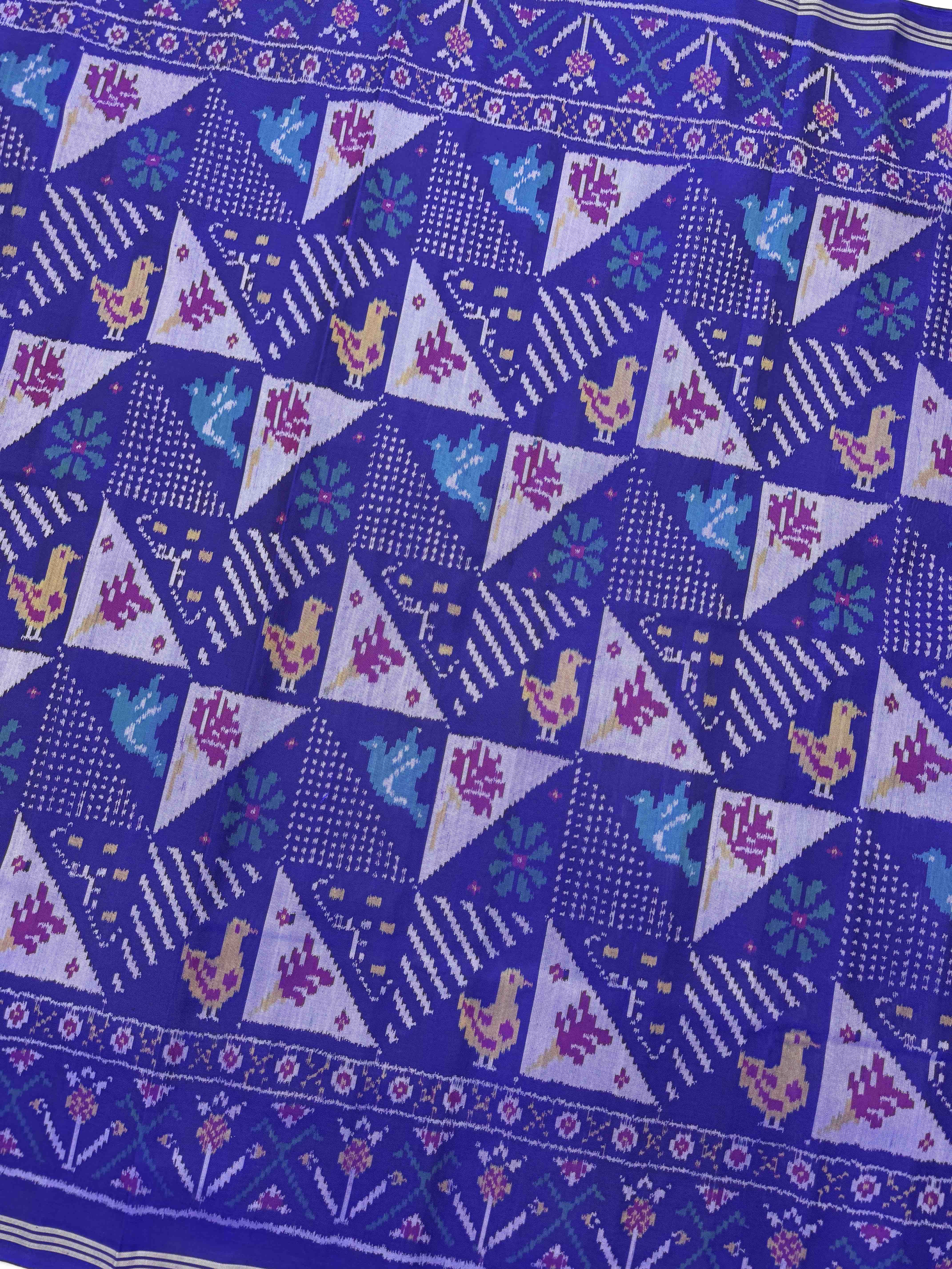 Blue Small Narikunj Fancy Single Ikat Patan Patola Saree
