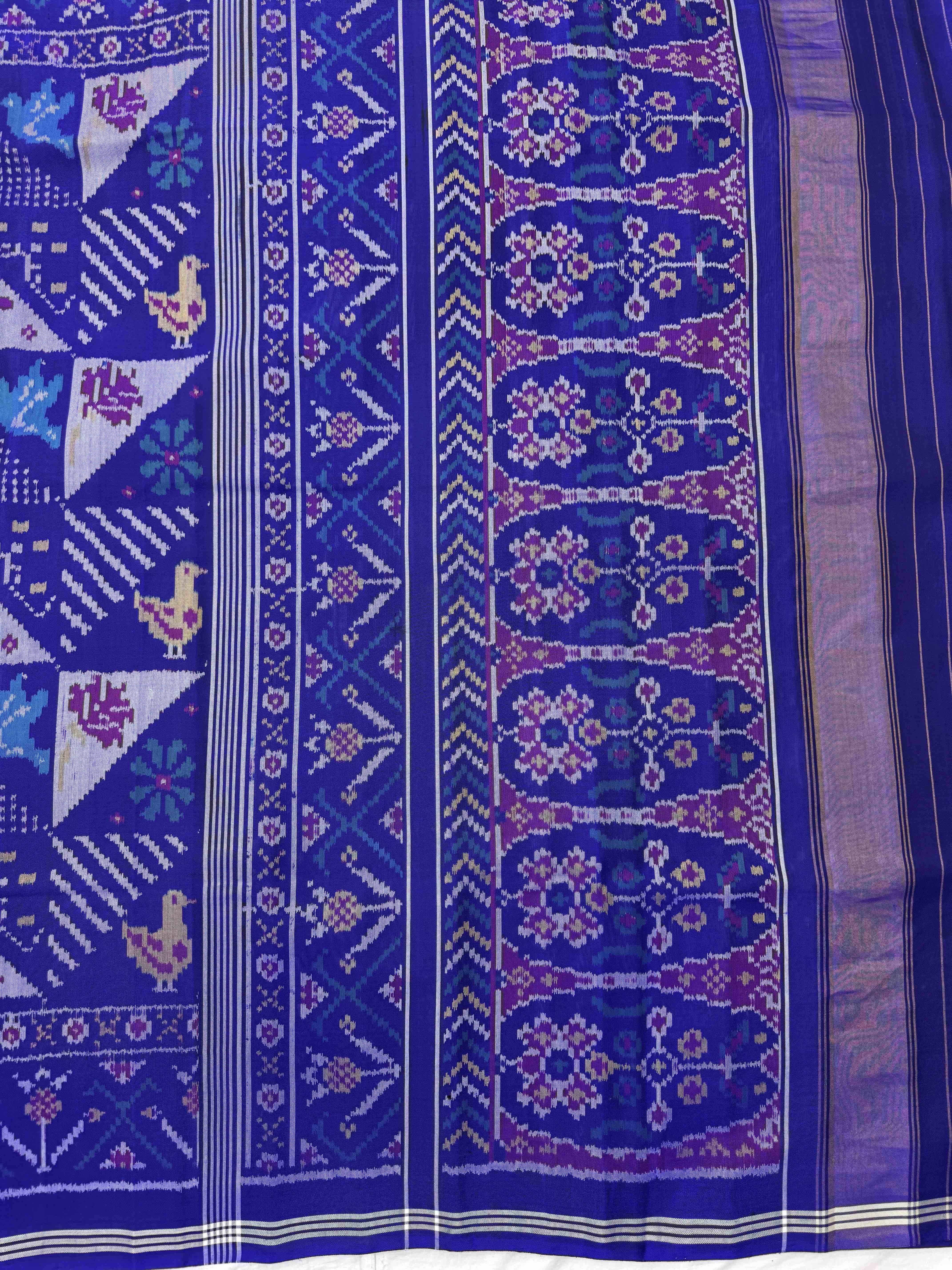 Blue Small Narikunj Fancy Single Ikat Patan Patola Saree