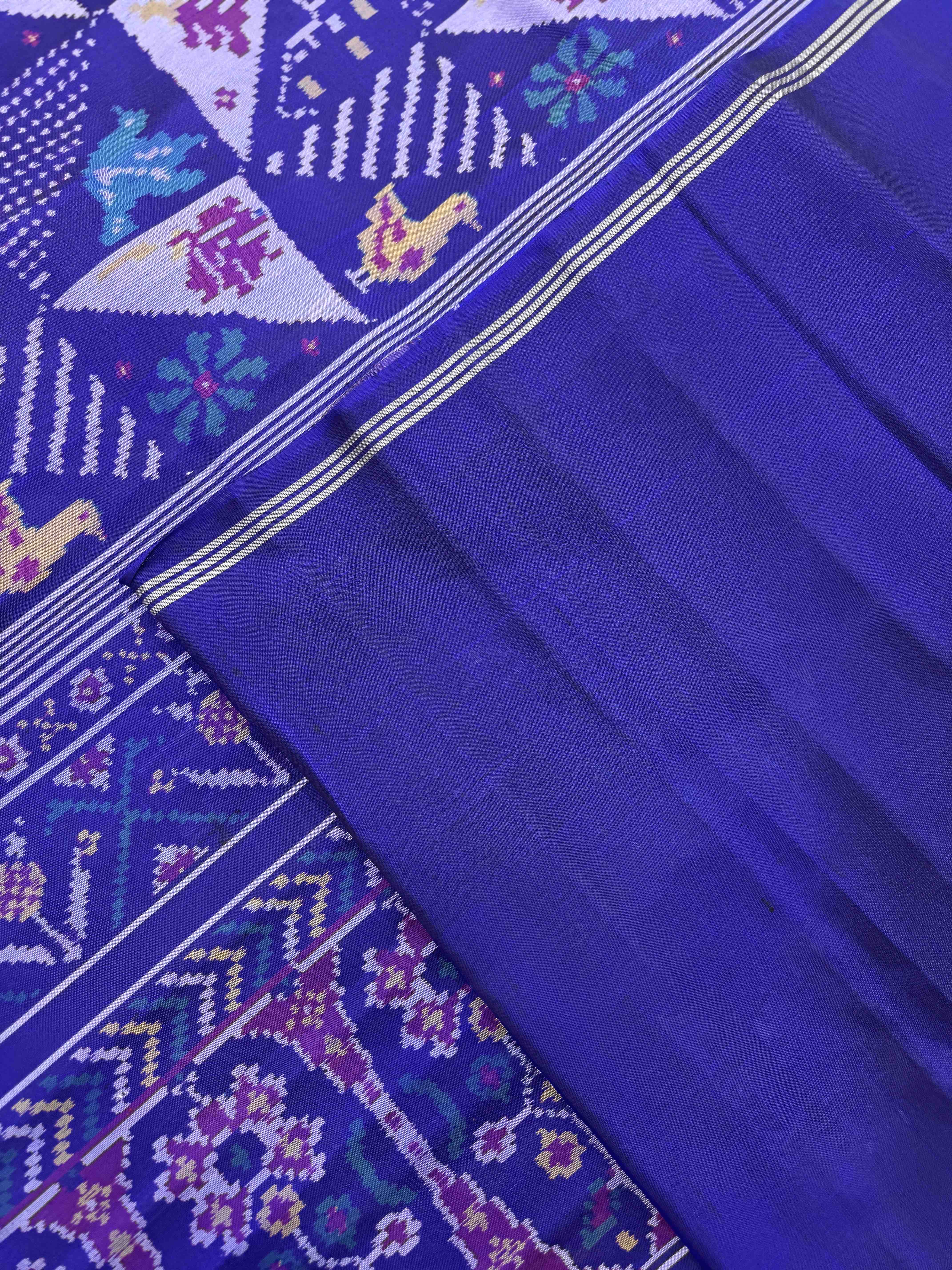 Blue Small Narikunj Fancy Single Ikat Patan Patola Saree