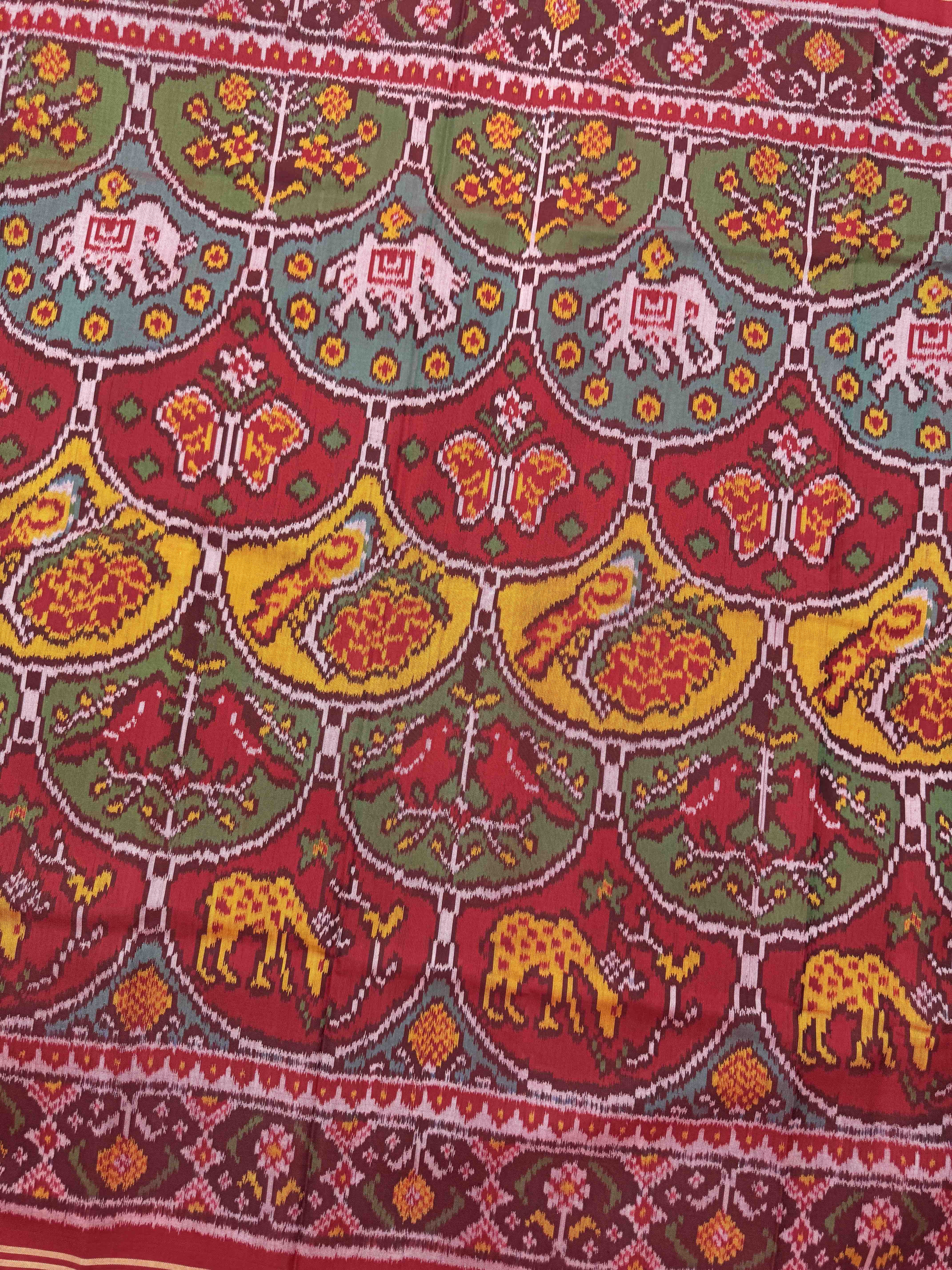 Red & Multicolour Narikunj Single Ikat Patan Patola Saree
