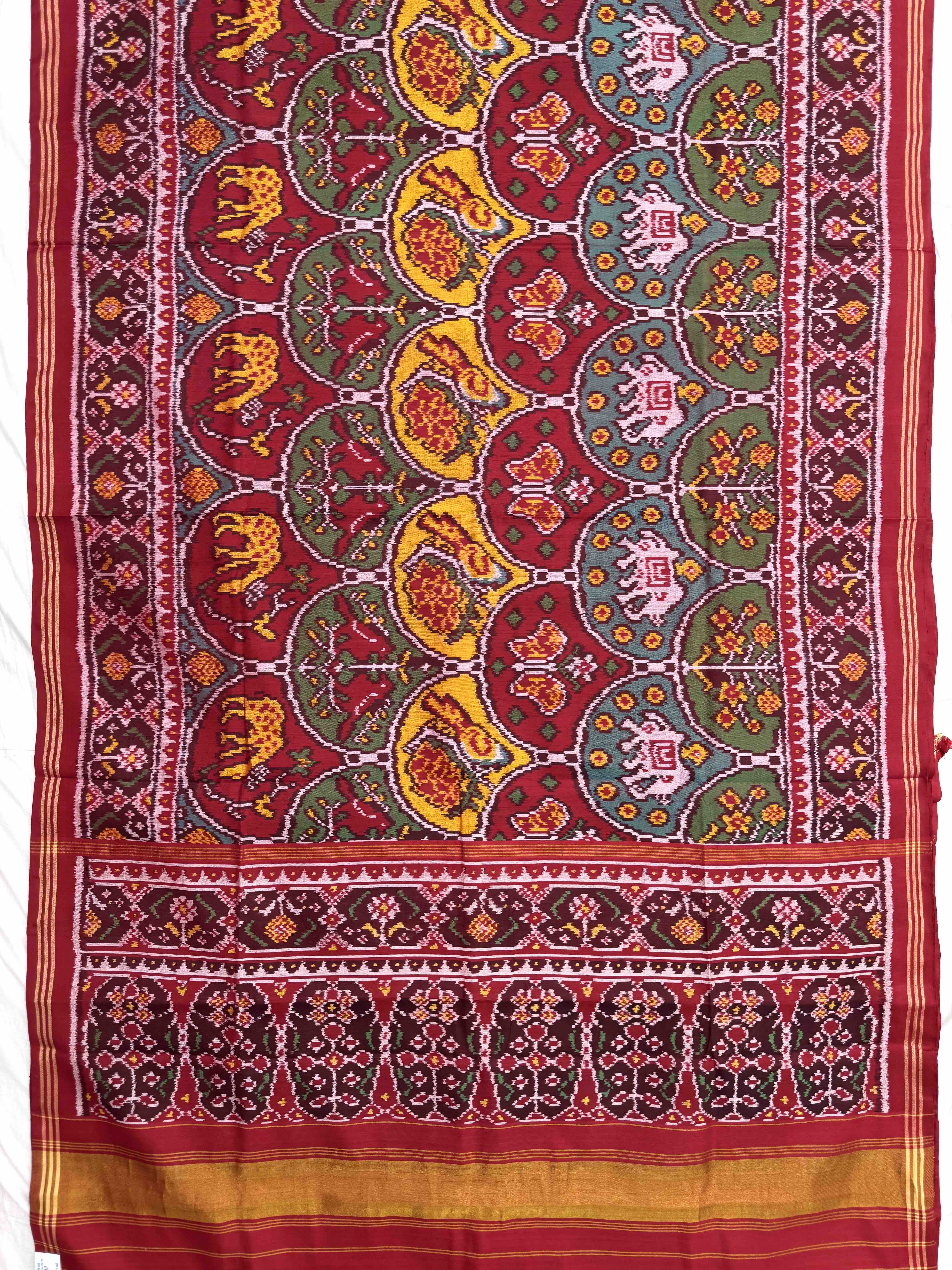 Red & Multicolour Narikunj Single Ikat Patan Patola Saree