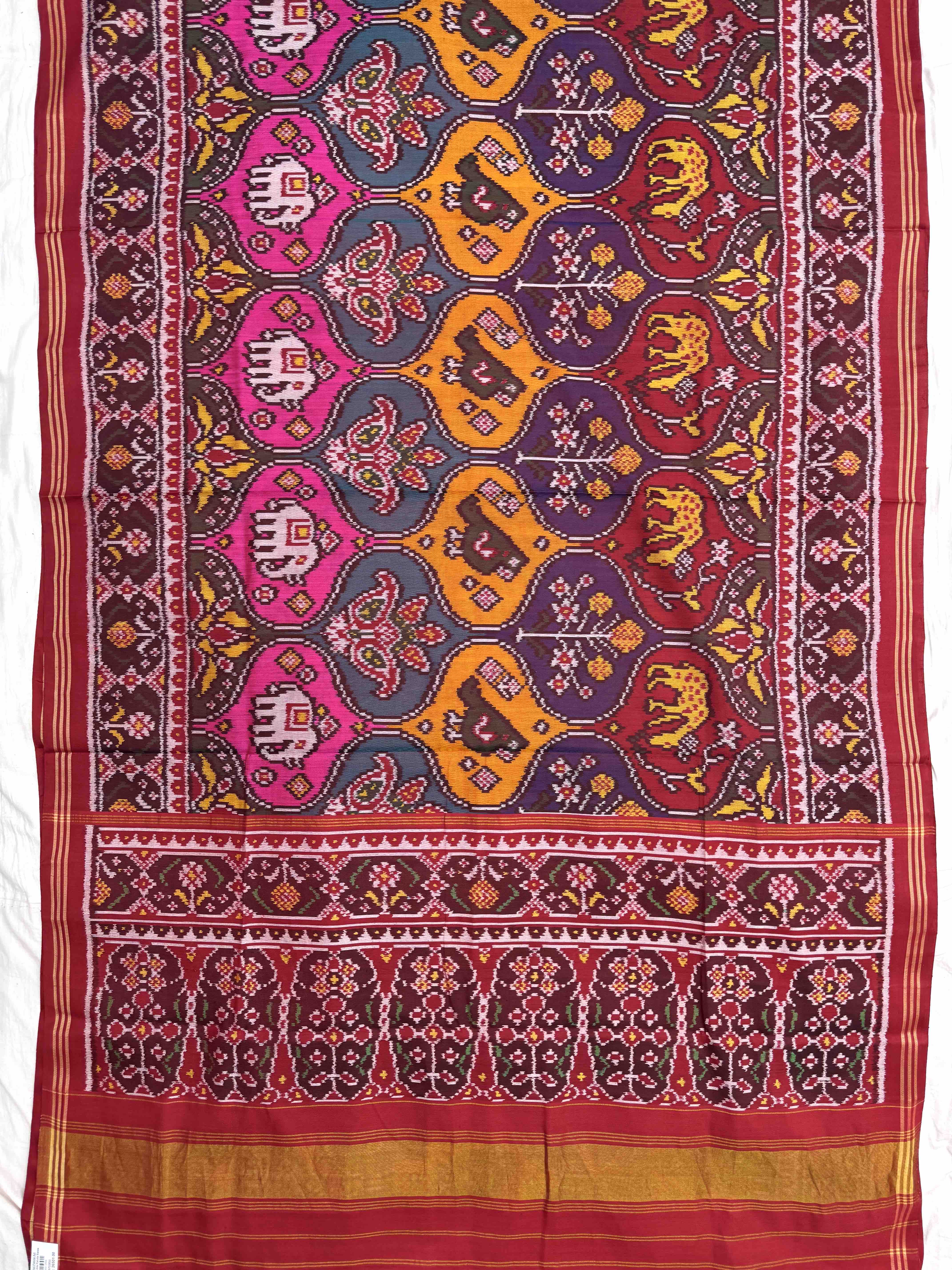 Red & Multicolour Narikunj Matka Single Ikat Patan Patola Saree