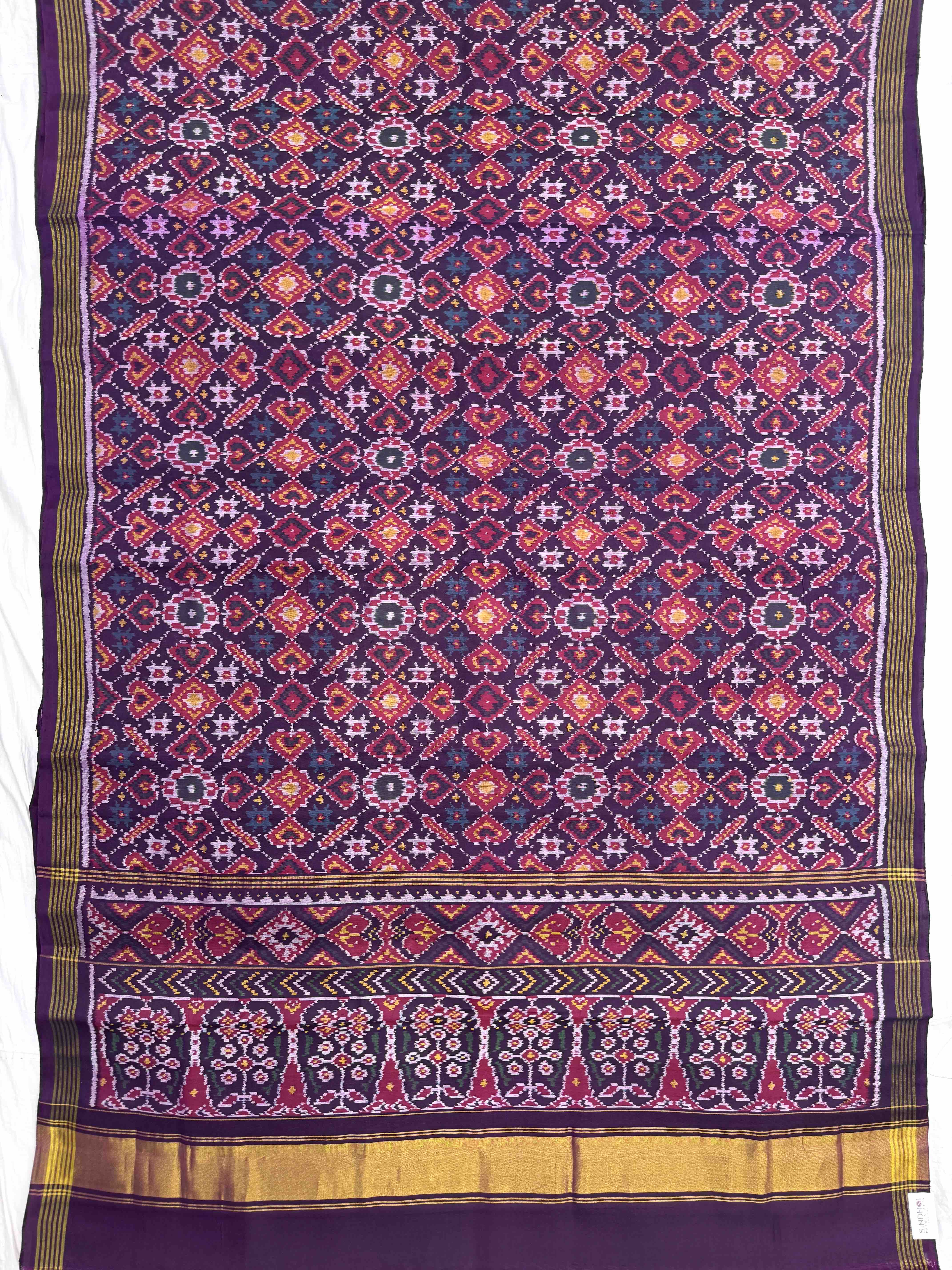 Purple Manekchowk Single Ikat Patan Patola Saree