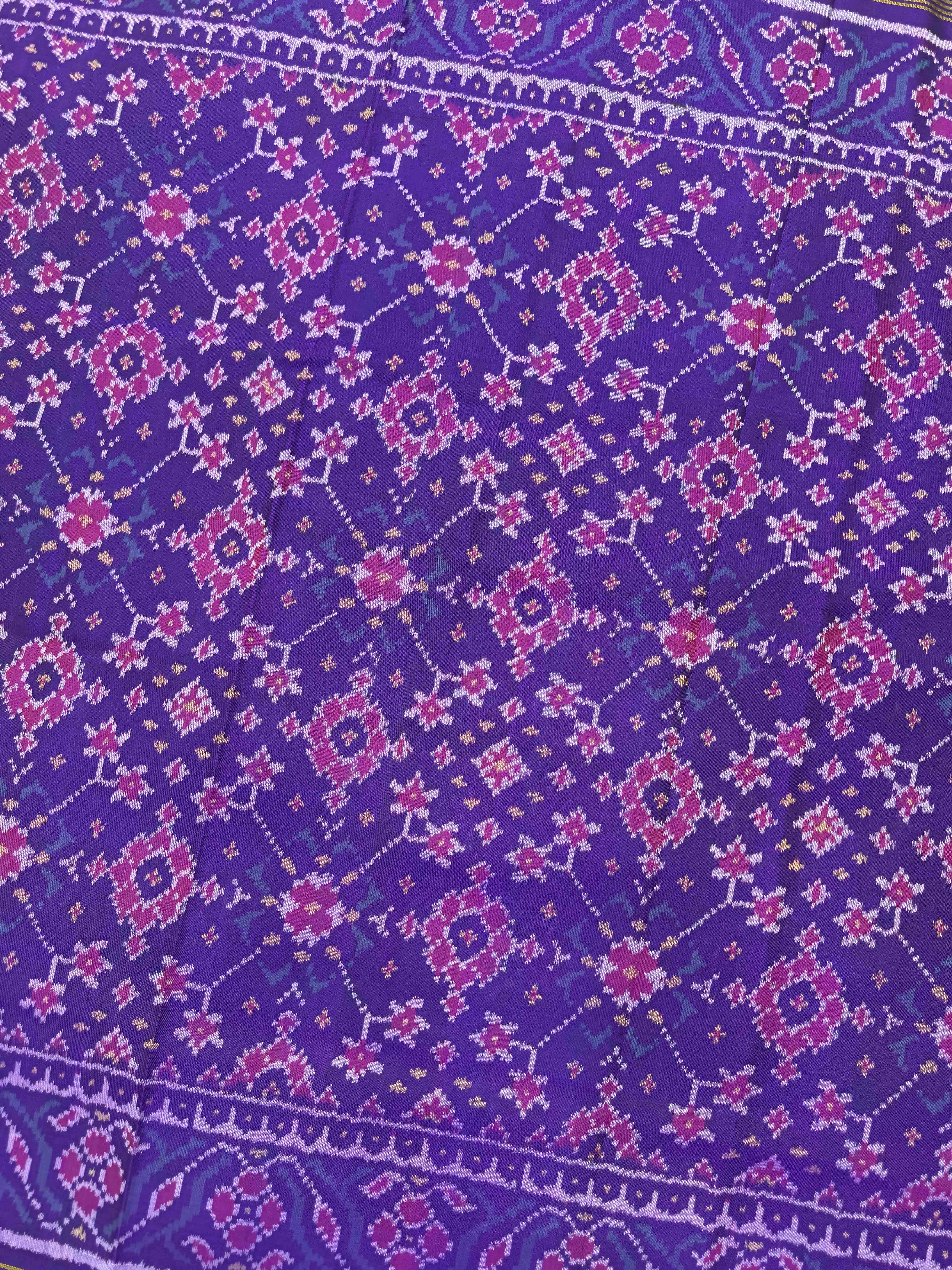 Purple Navratan Single Ikat Patan Patola Saree
