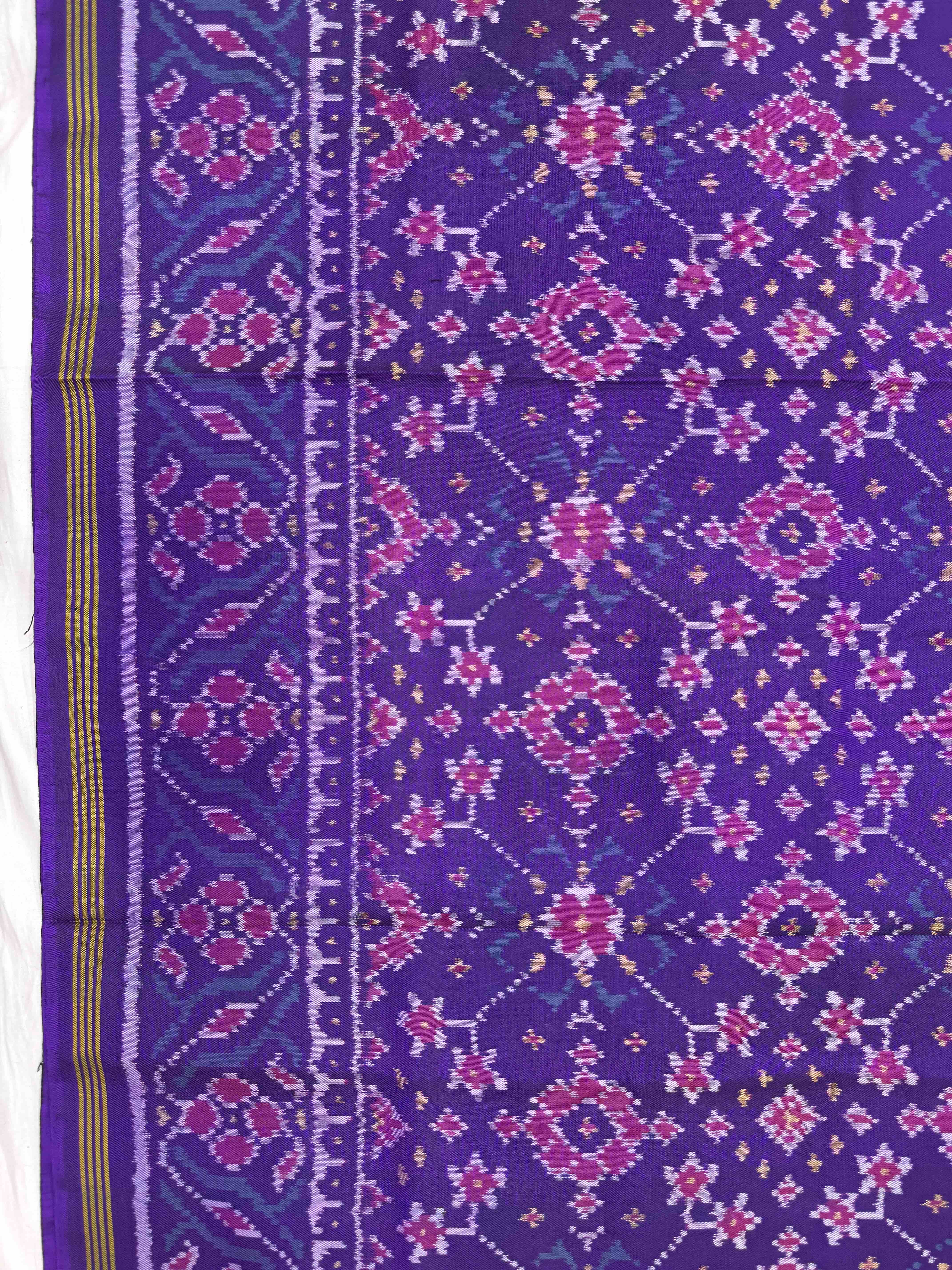 Purple Navratan Single Ikat Patan Patola Saree
