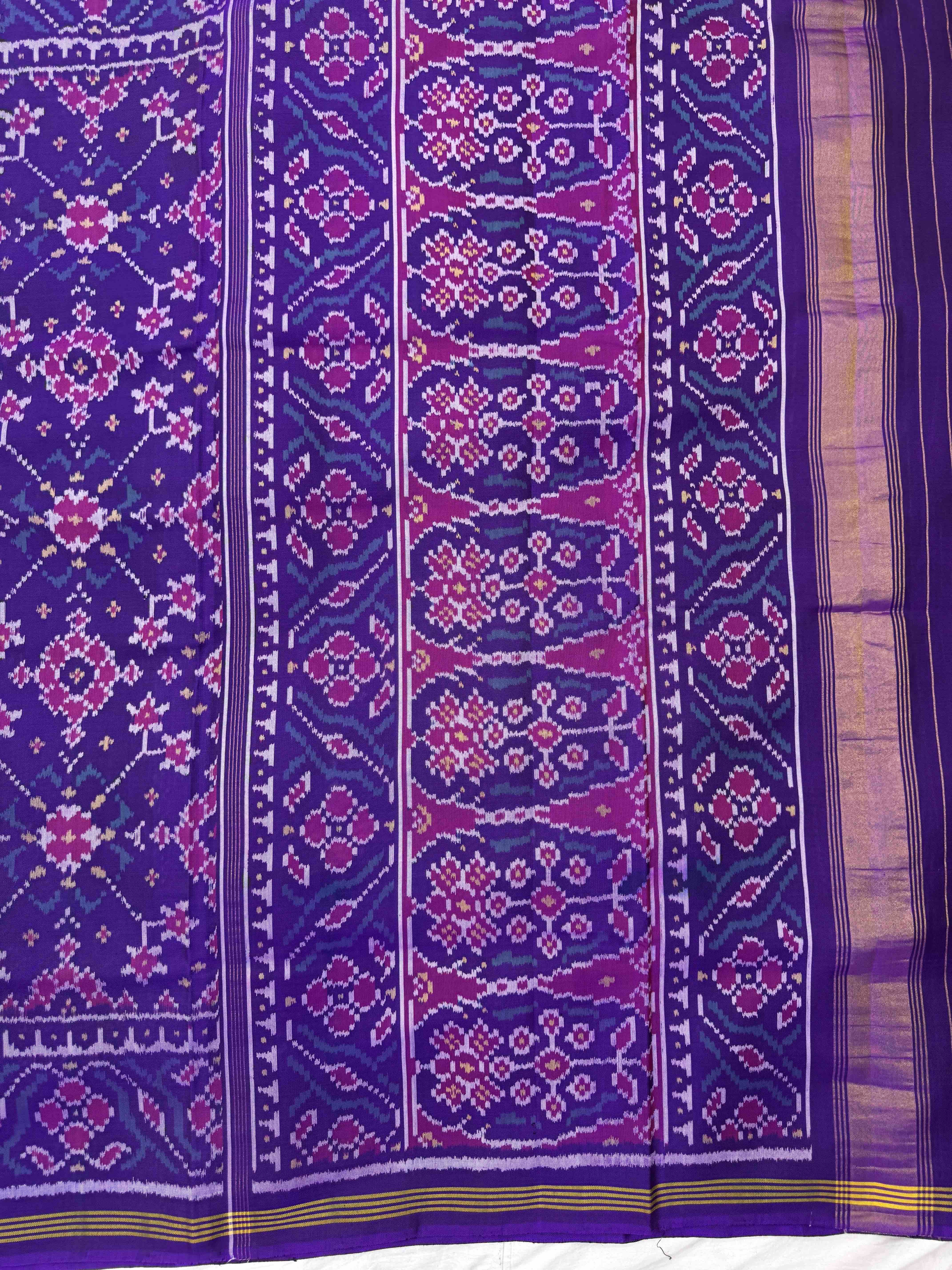 Purple Navratan Single Ikat Patan Patola Saree