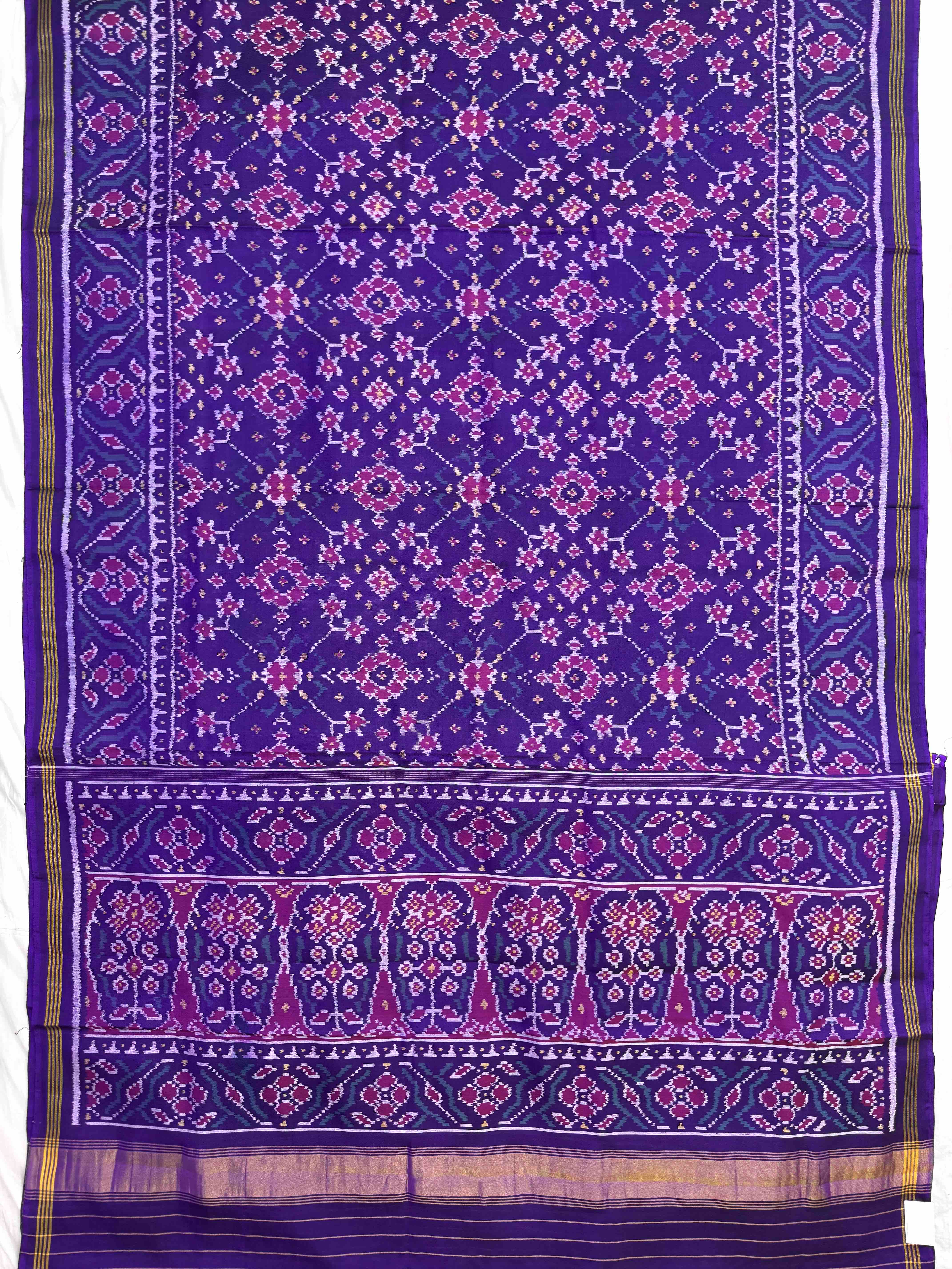 Purple Navratan Single Ikat Patan Patola Saree