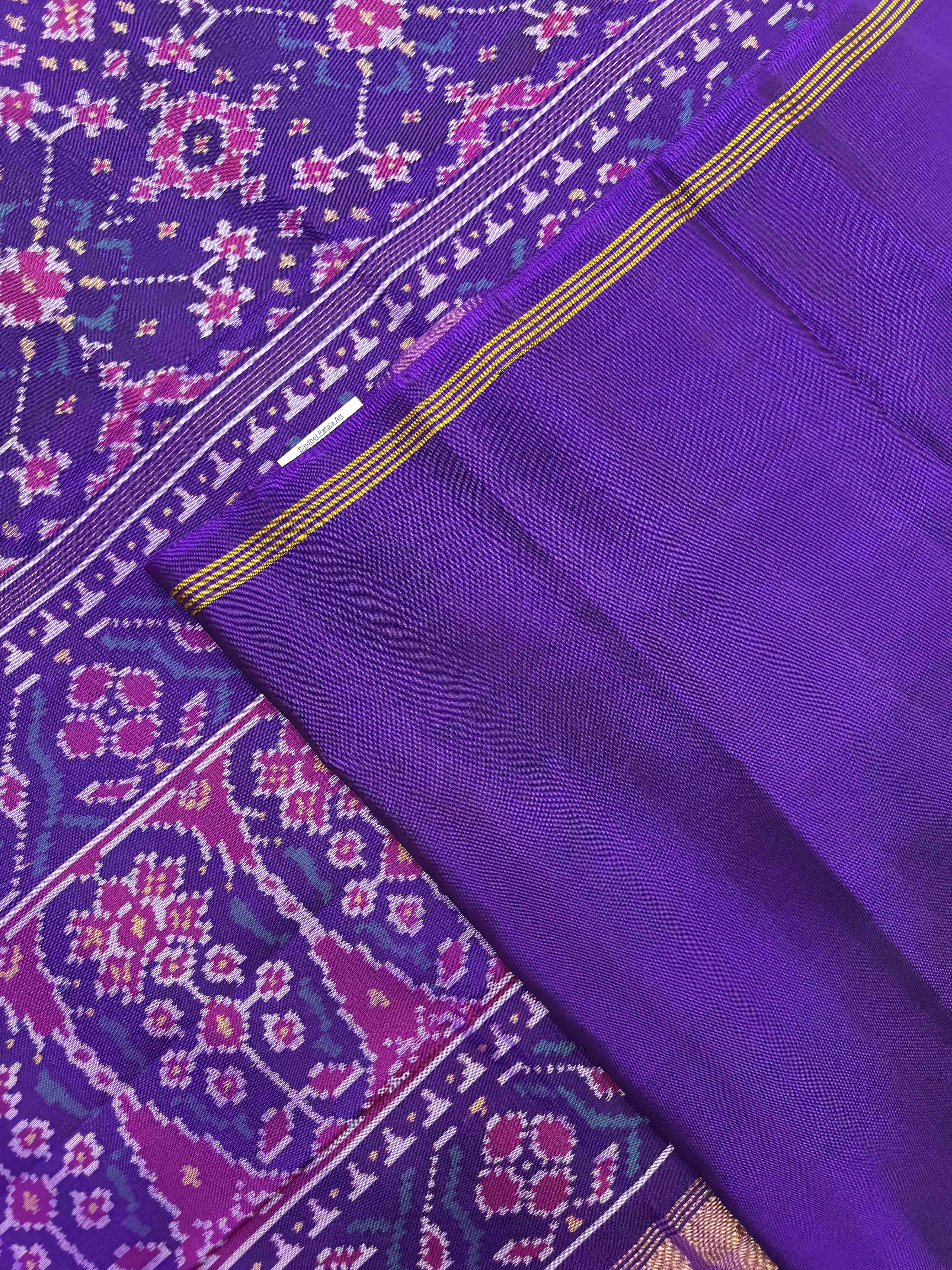 Purple Navratan Single Ikat Patan Patola Saree