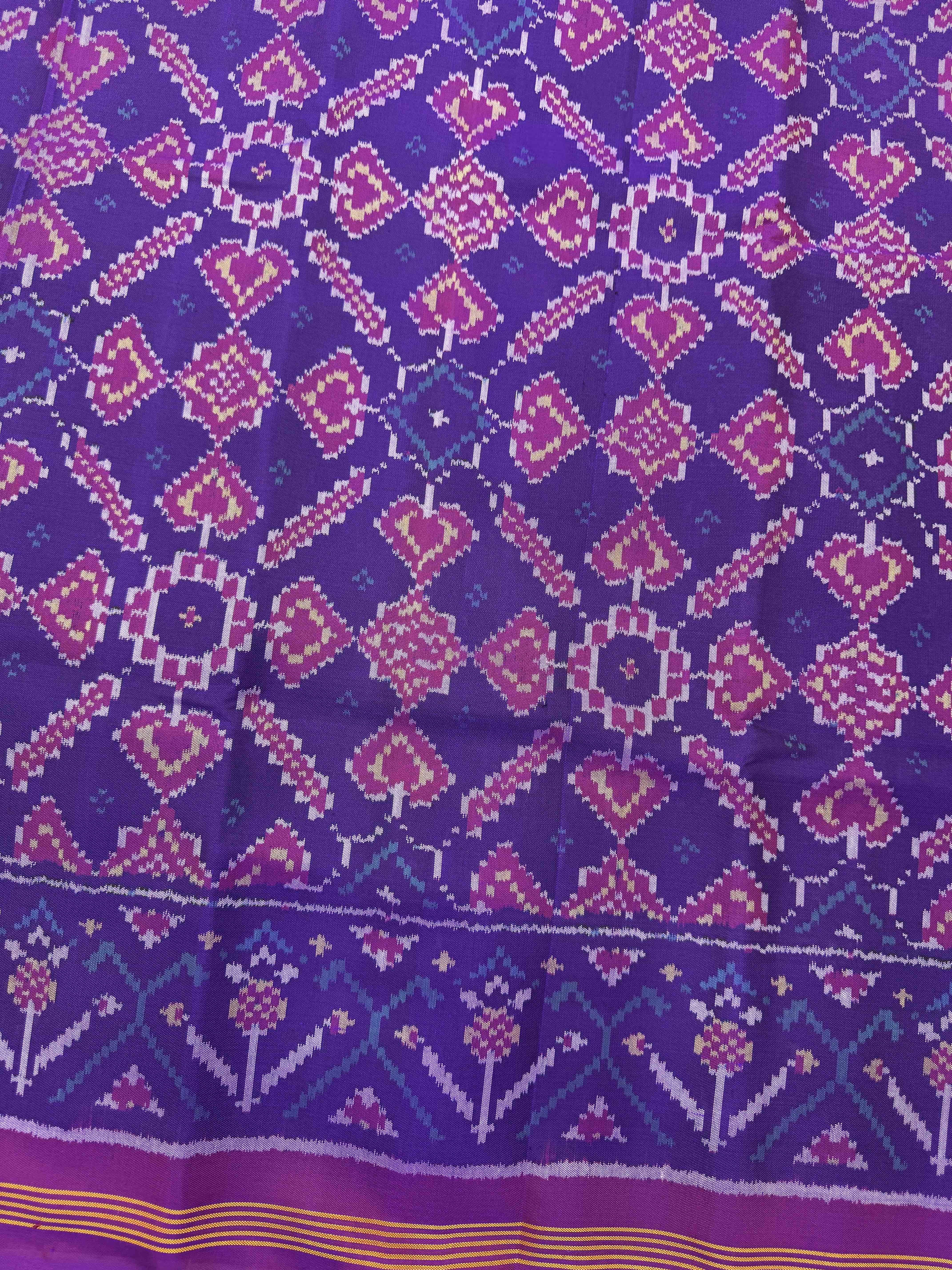 Purple Manekchowk Single Ikat Patan Patola Saree