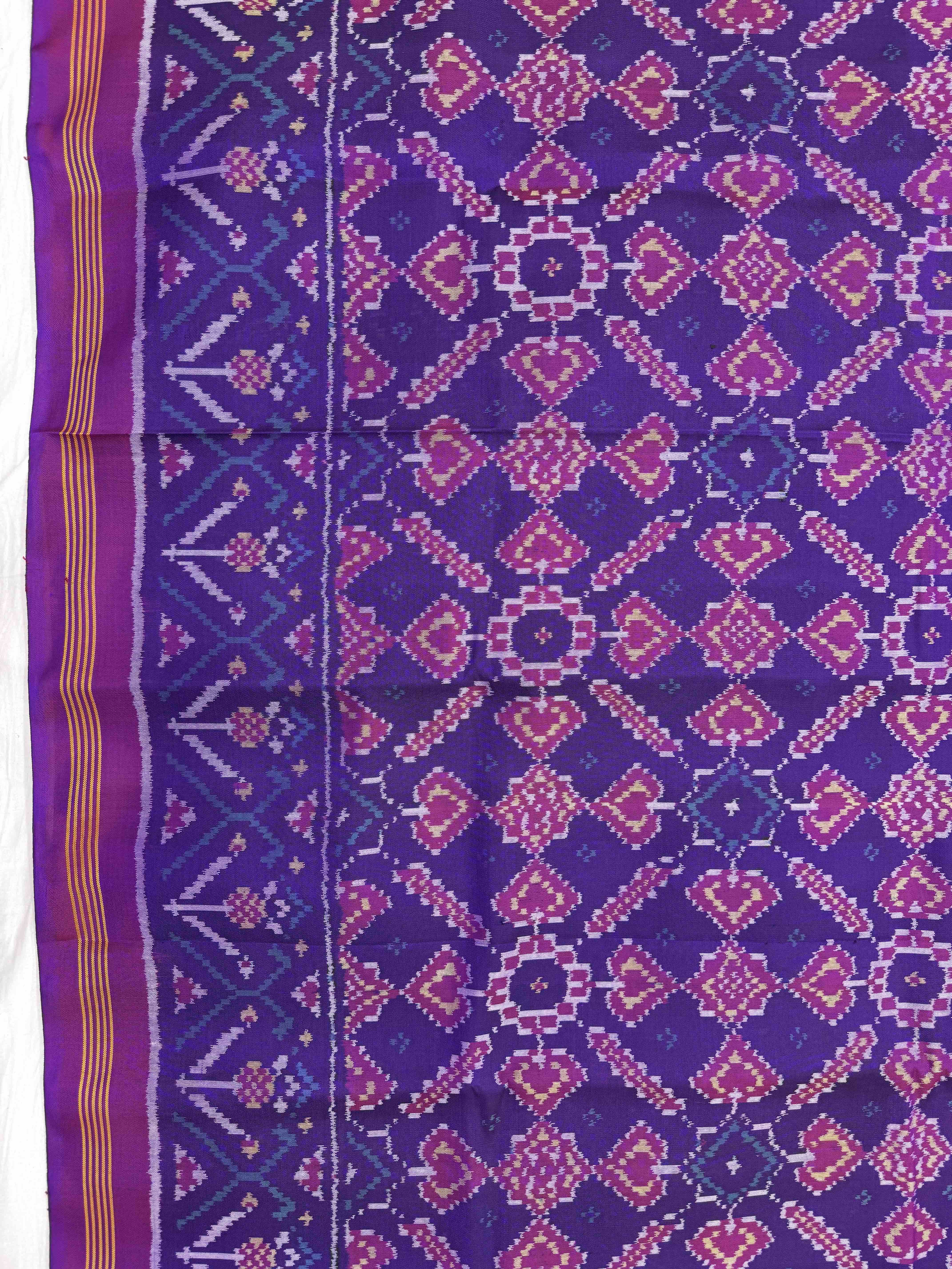 Purple Manekchowk Single Ikat Patan Patola Saree