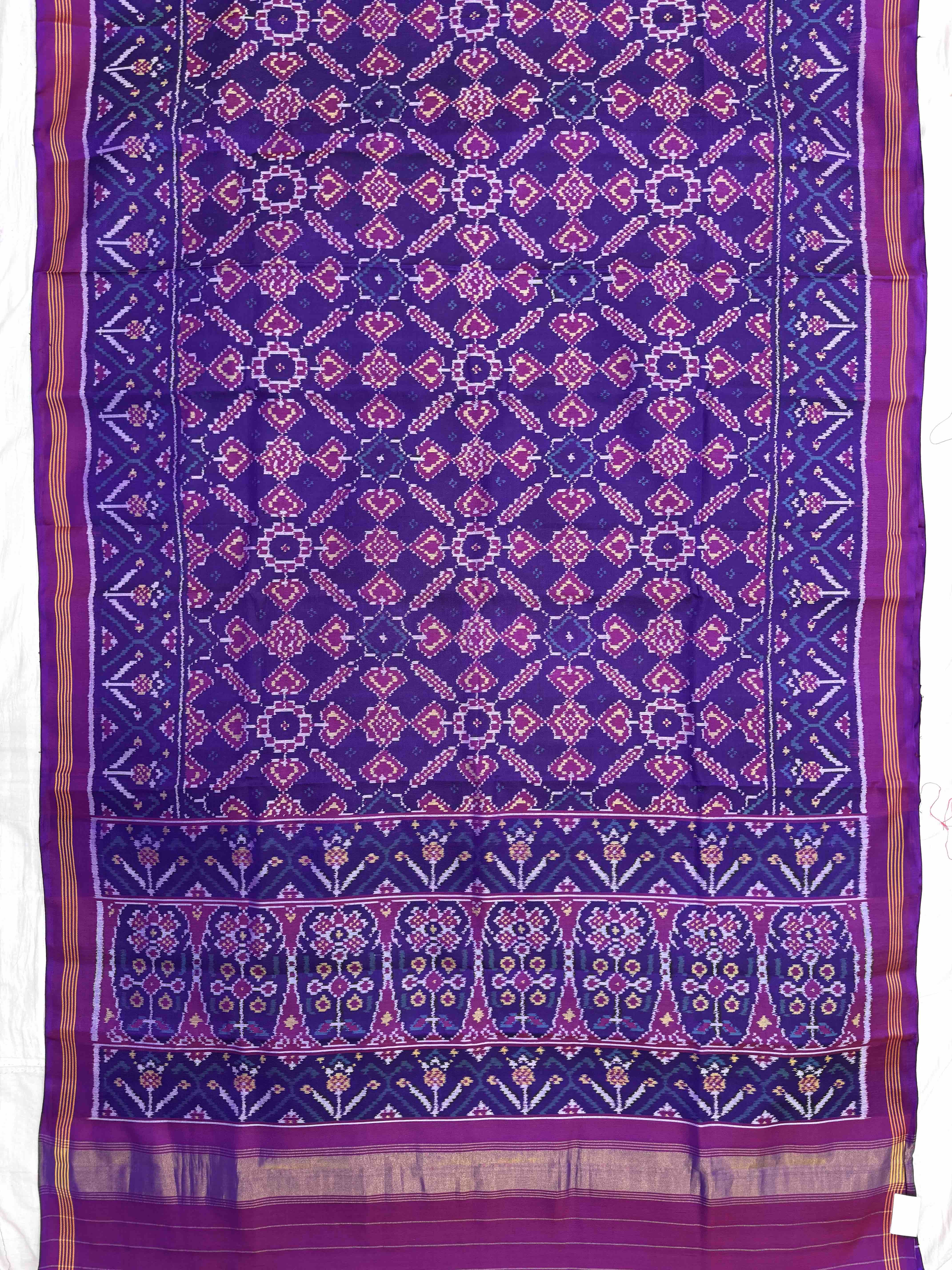 Purple Manekchowk Single Ikat Patan Patola Saree