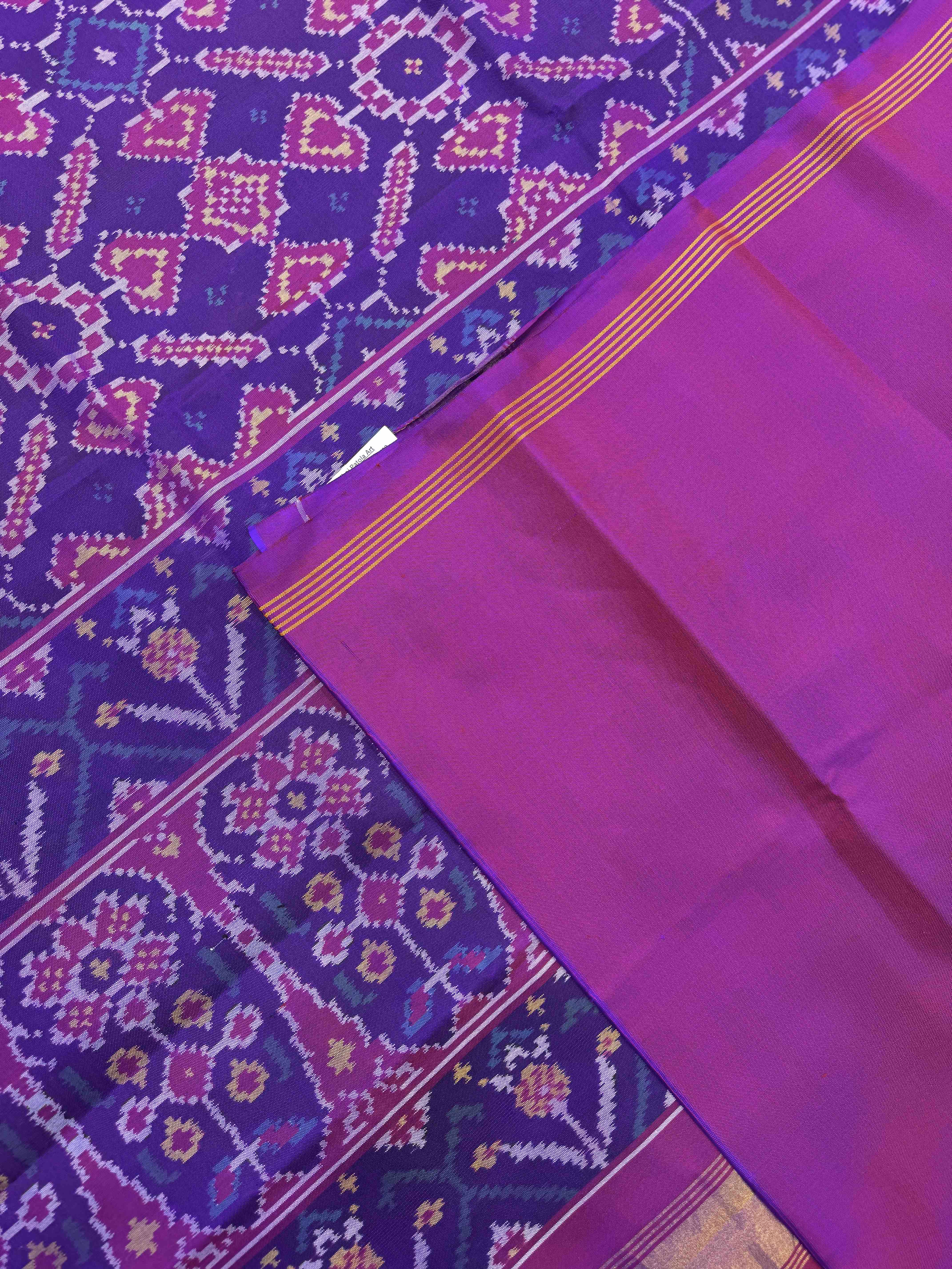 Purple Manekchowk Single Ikat Patan Patola Saree