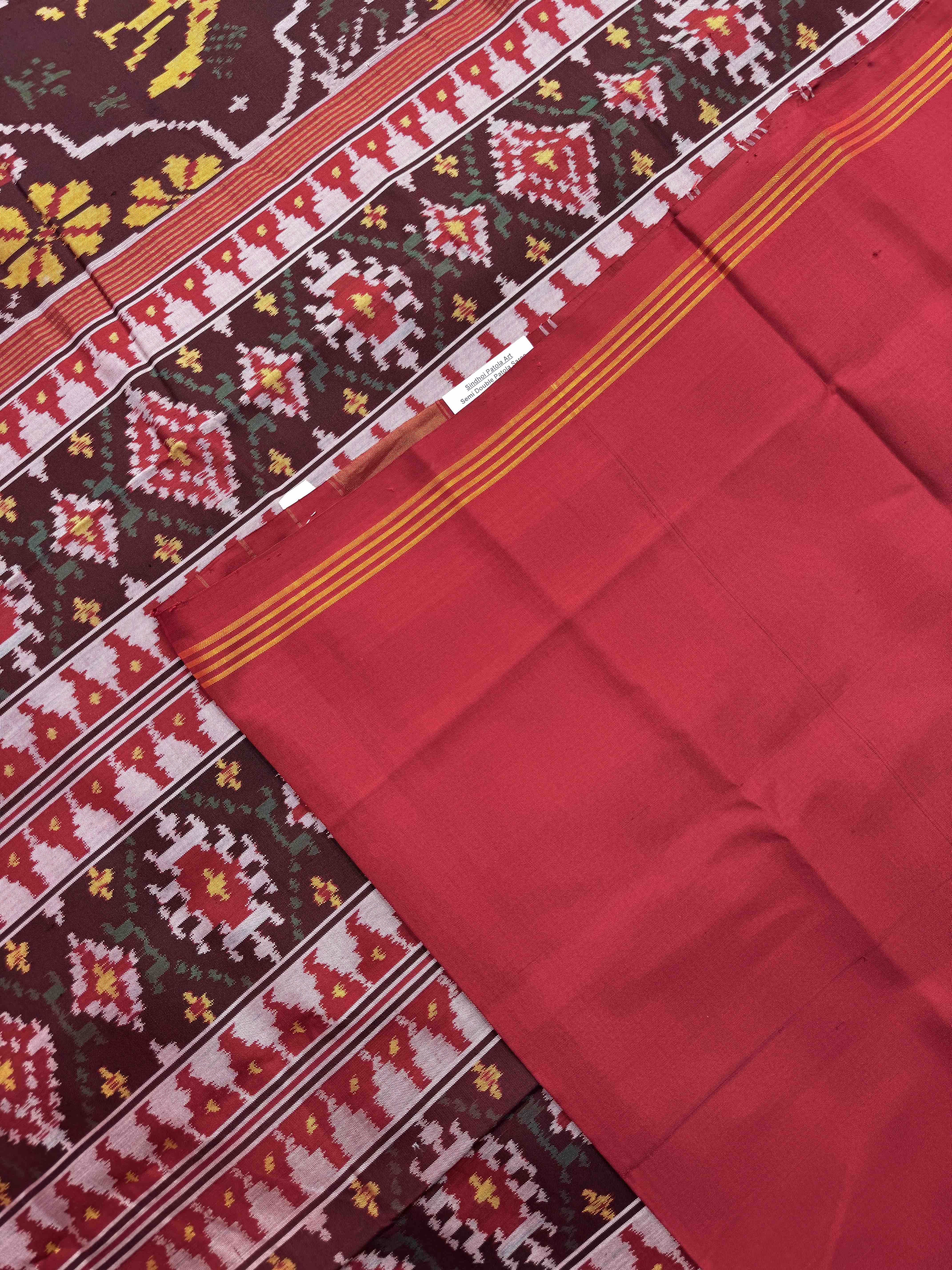 Red & Maroon Narikunj Fancy Single Ikat Patan Patola Saree