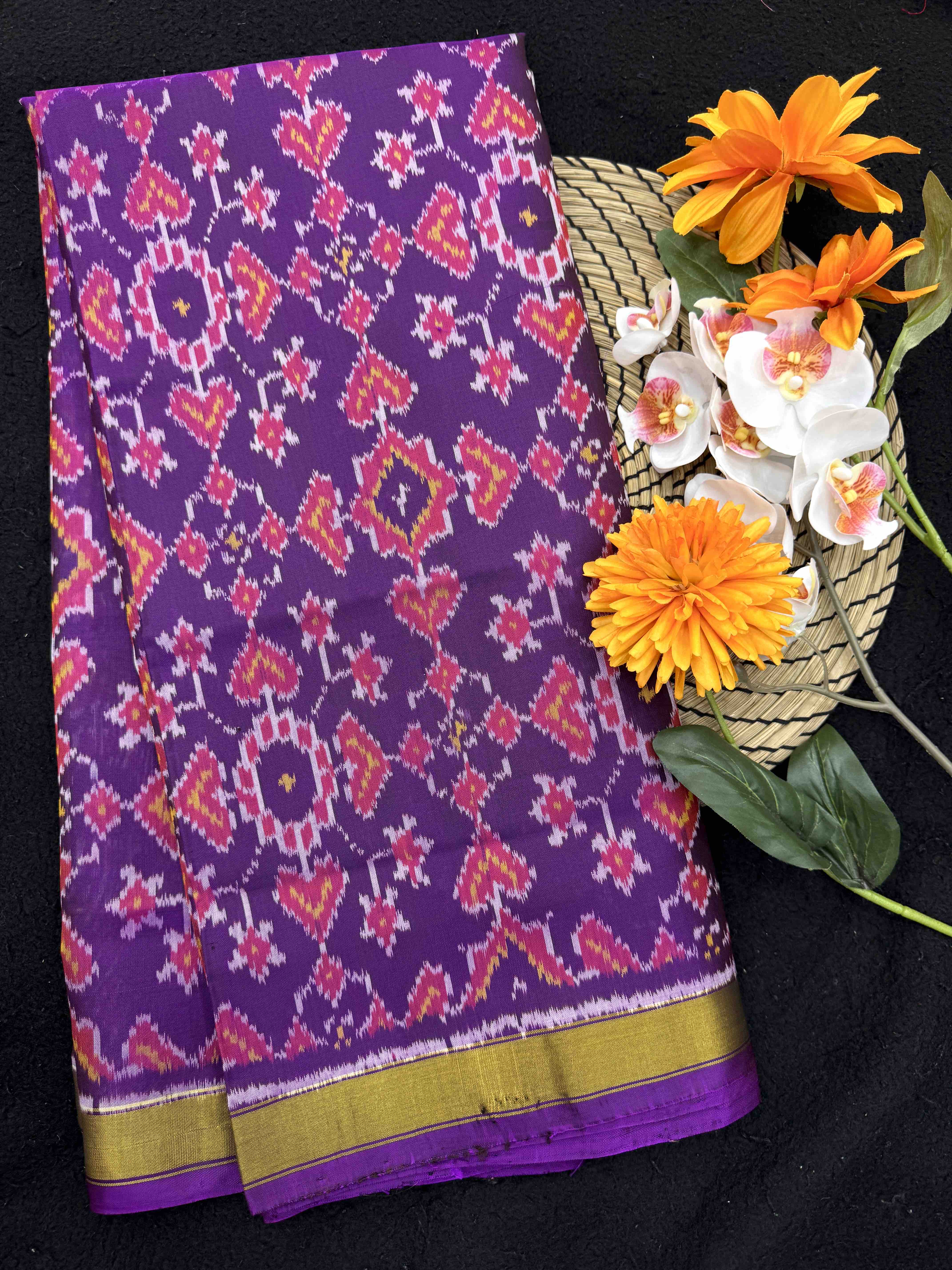 Purple Navratan Manekchowk Rajkot Patola Saree
