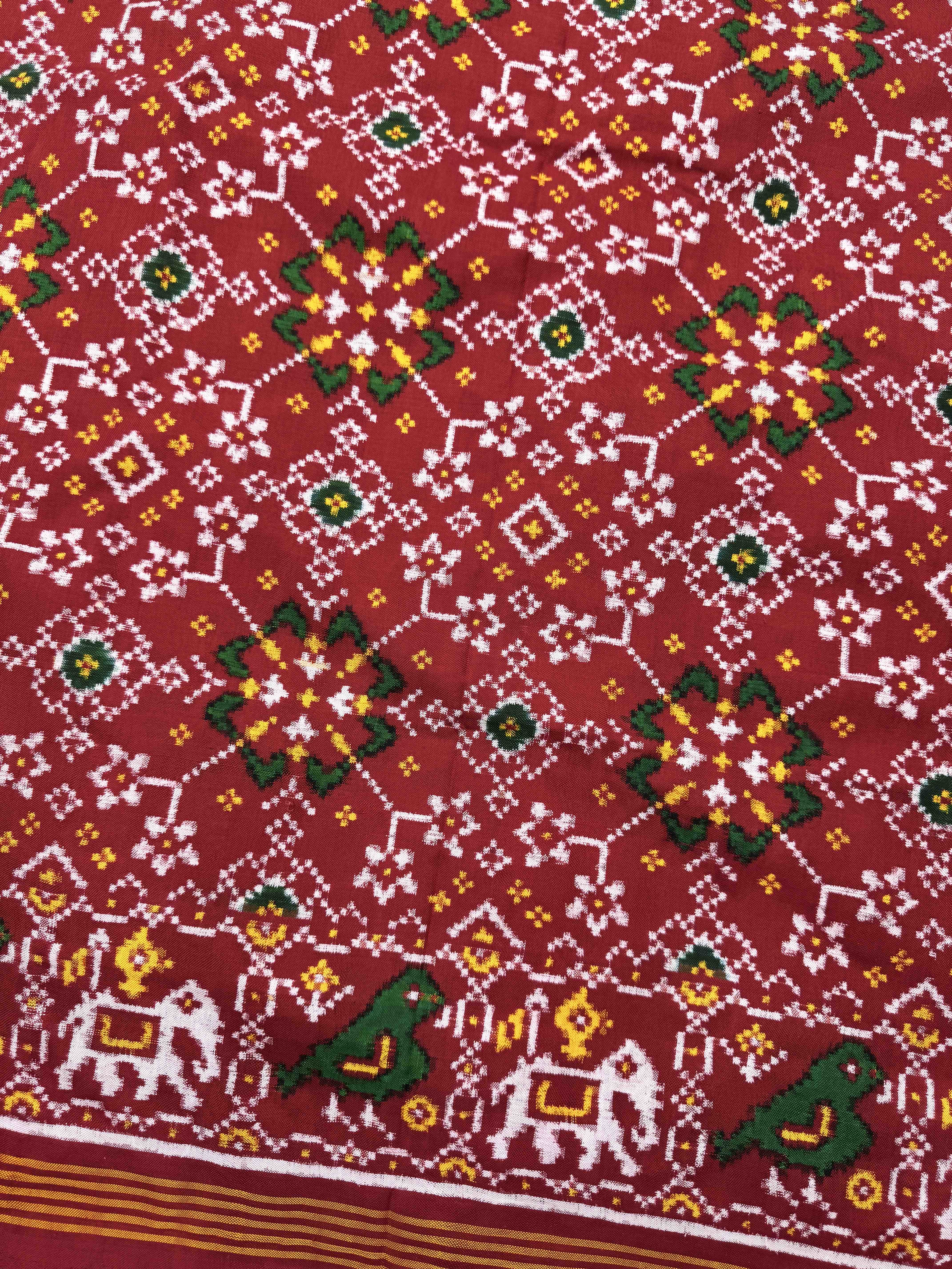 Red Navratan Double Ikat Patan Patola Saree