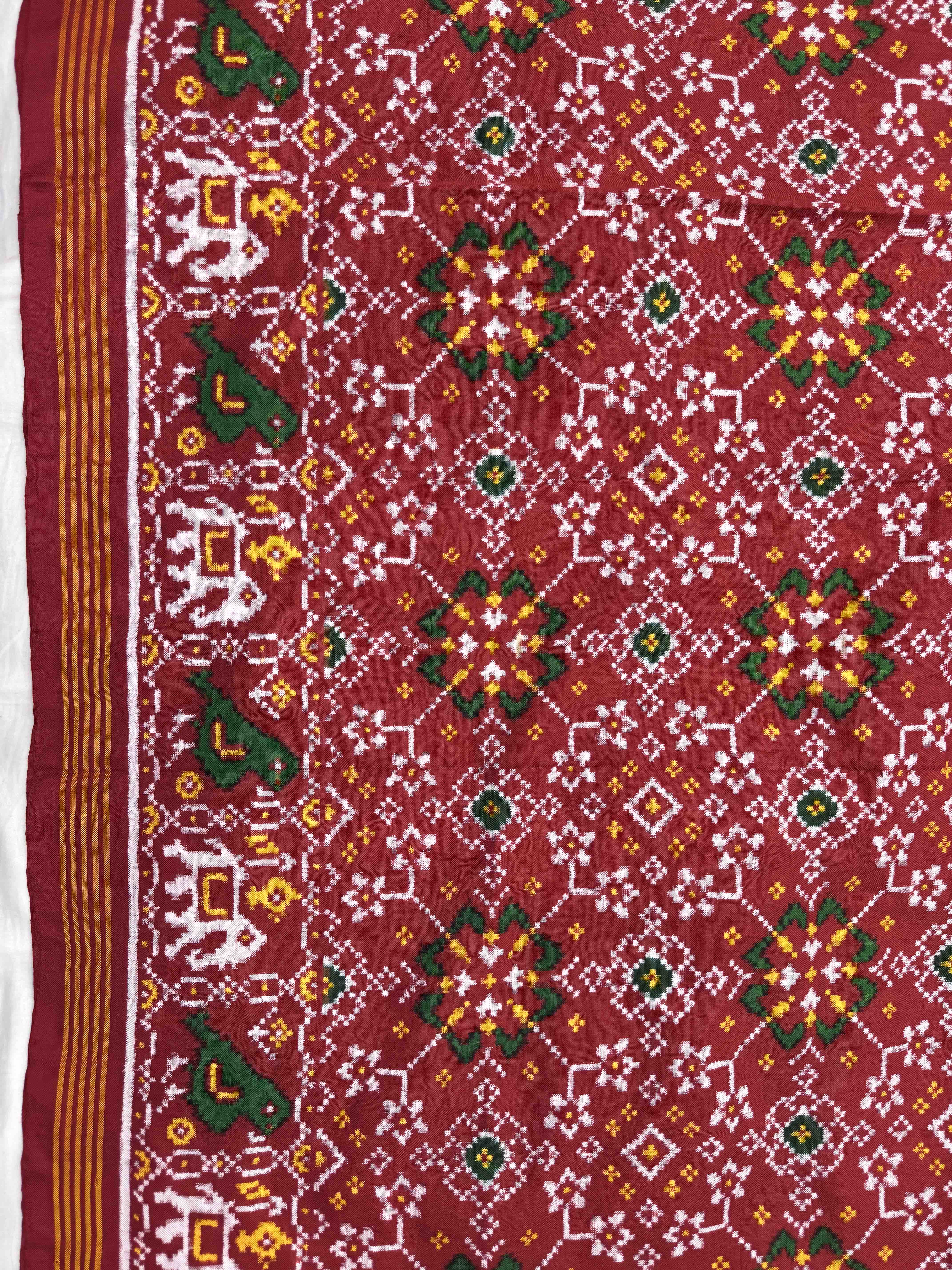 Red Navratan Double Ikat Patan Patola Saree